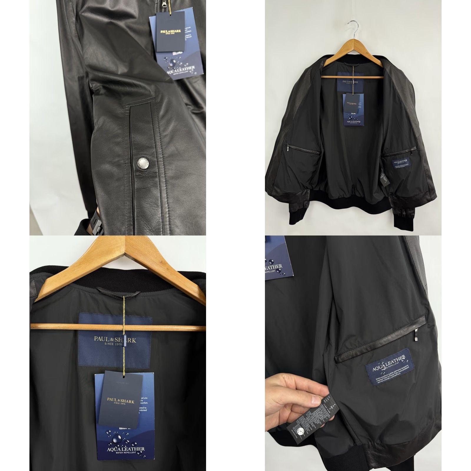 Paul & Shark VINTAGE Paul & Shark Aqua Leather Jacket Water Repellent Leather Jacket Mens M Black Size US M / EU 48-50 / 2 - 8 Thumbnail