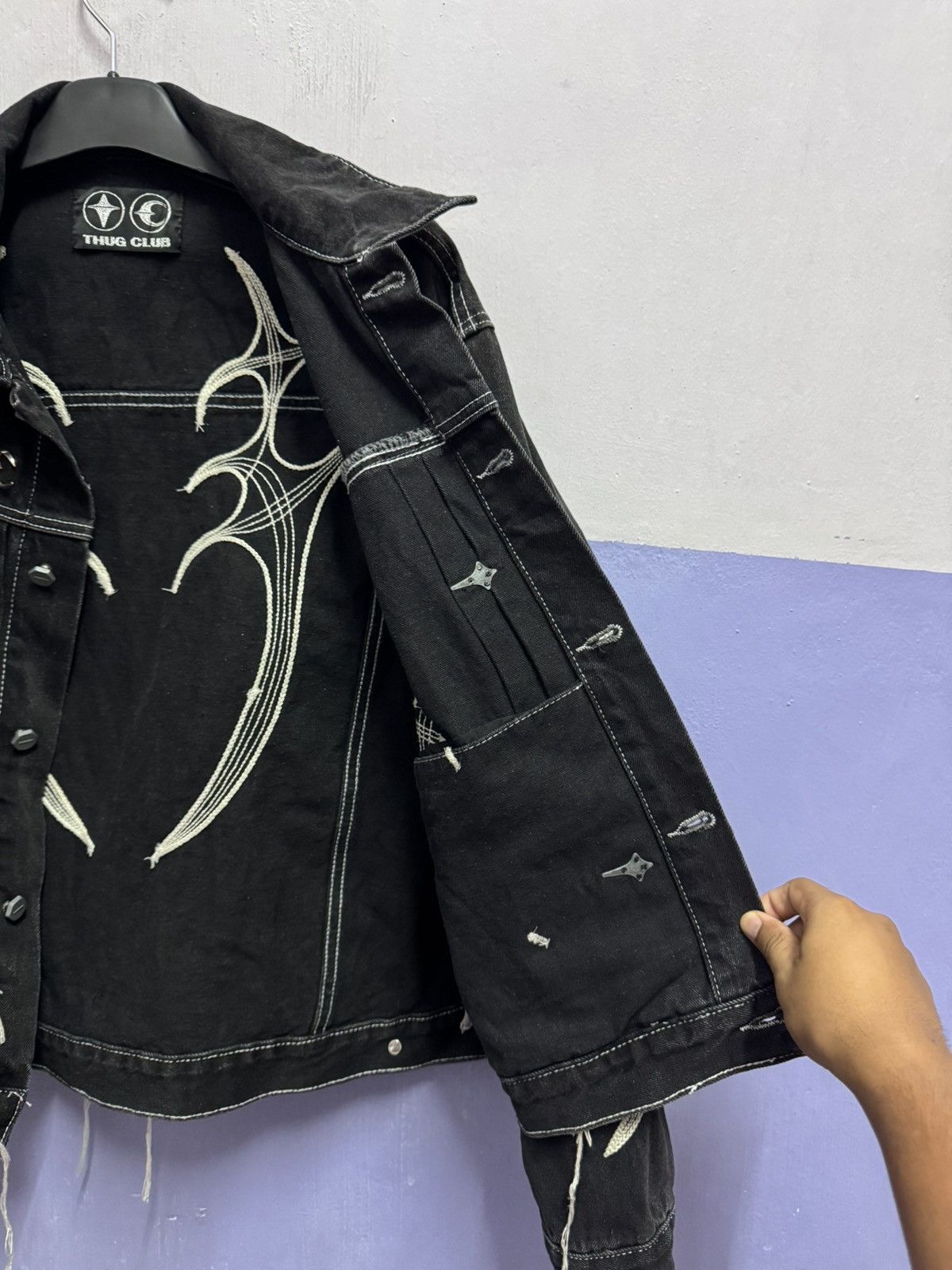 Thug Club THUG CLUB FW23 Black Denim Jacket with Iconic TC Logo Unisex Size US M / EU 48-50 / 2 - 21 Thumbnail