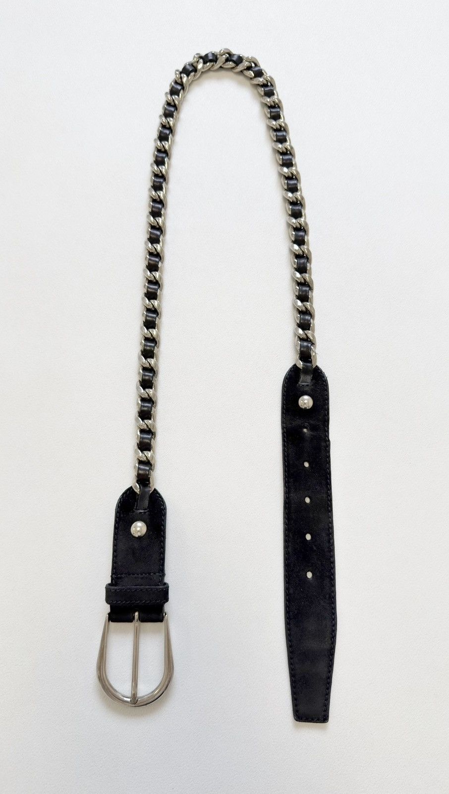 Miu Miu Early 2000s Black Suede Metal Chain Belt Size ONE SIZE - 11 Thumbnail