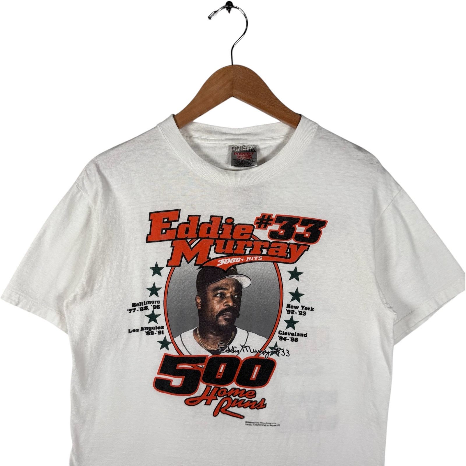 Vintage VTG Eddie Murray #33 "500 Home Runs" MLB Player Tee 90s M Size US M / EU 48-50 / 2 - 2 Thumbnail