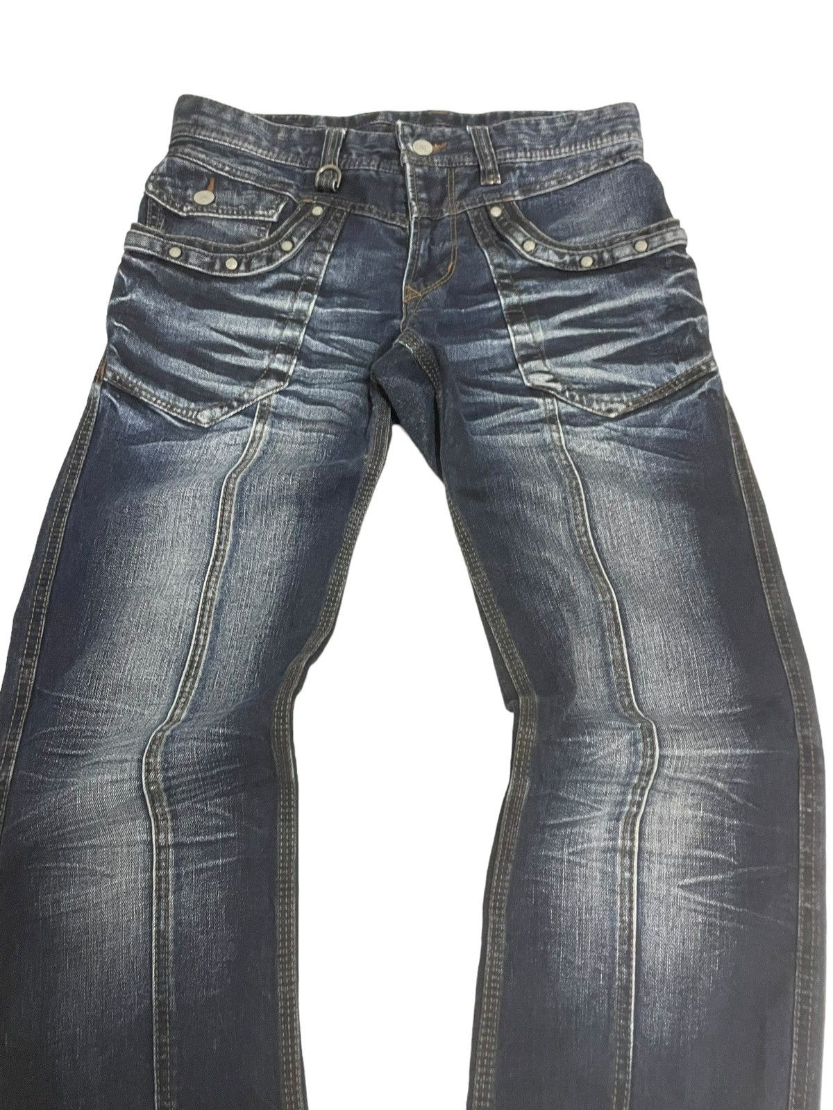 Hysteric Glamour × Nicole Club Nicole Club Ezyme Laser Wash Claw Mark Studded Jeans Size US 30 / EU 46 - 3 Thumbnail