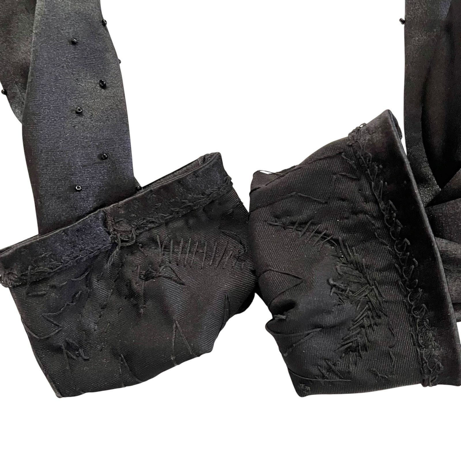 Vintage Vintage Beaded Black Satin Long Formal Evening Gloves S/M Size ONE SIZE - 6 Thumbnail