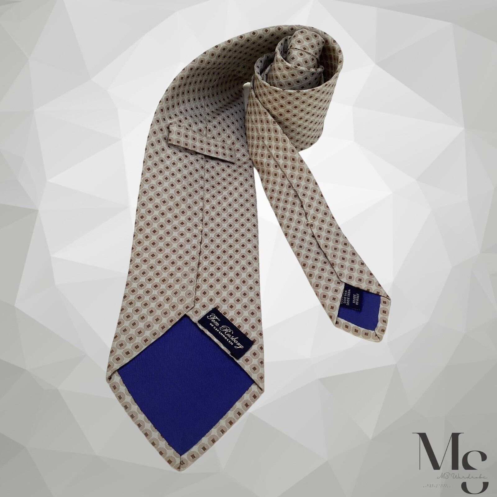 Other TOM RUSBORG Beige Geometric Luxury Silk Tie Made In Italy Size ONE SIZE - 2 Thumbnail