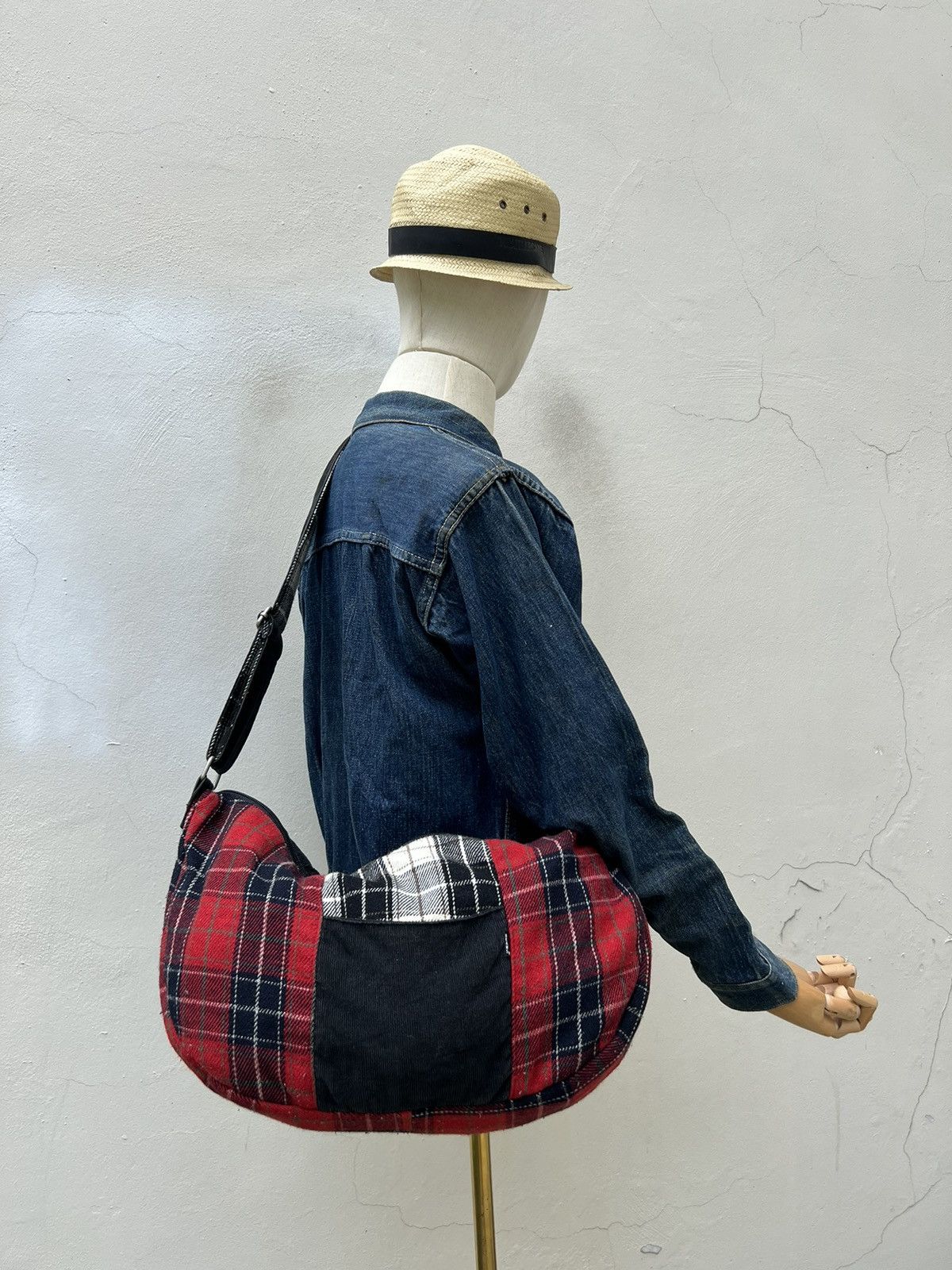 Vintage Beams Japan Multi Color Patchwork Corduroy Sling Bag