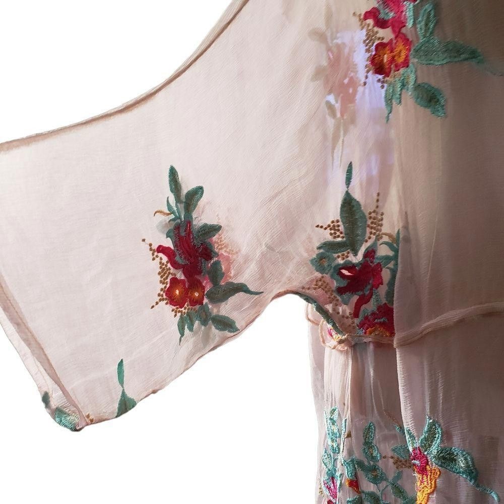 Designer CT1089a Soft Surroundings Pink Sheer Embroidered Cover up L Size L / US 10 / IT 46 - 3 Thumbnail