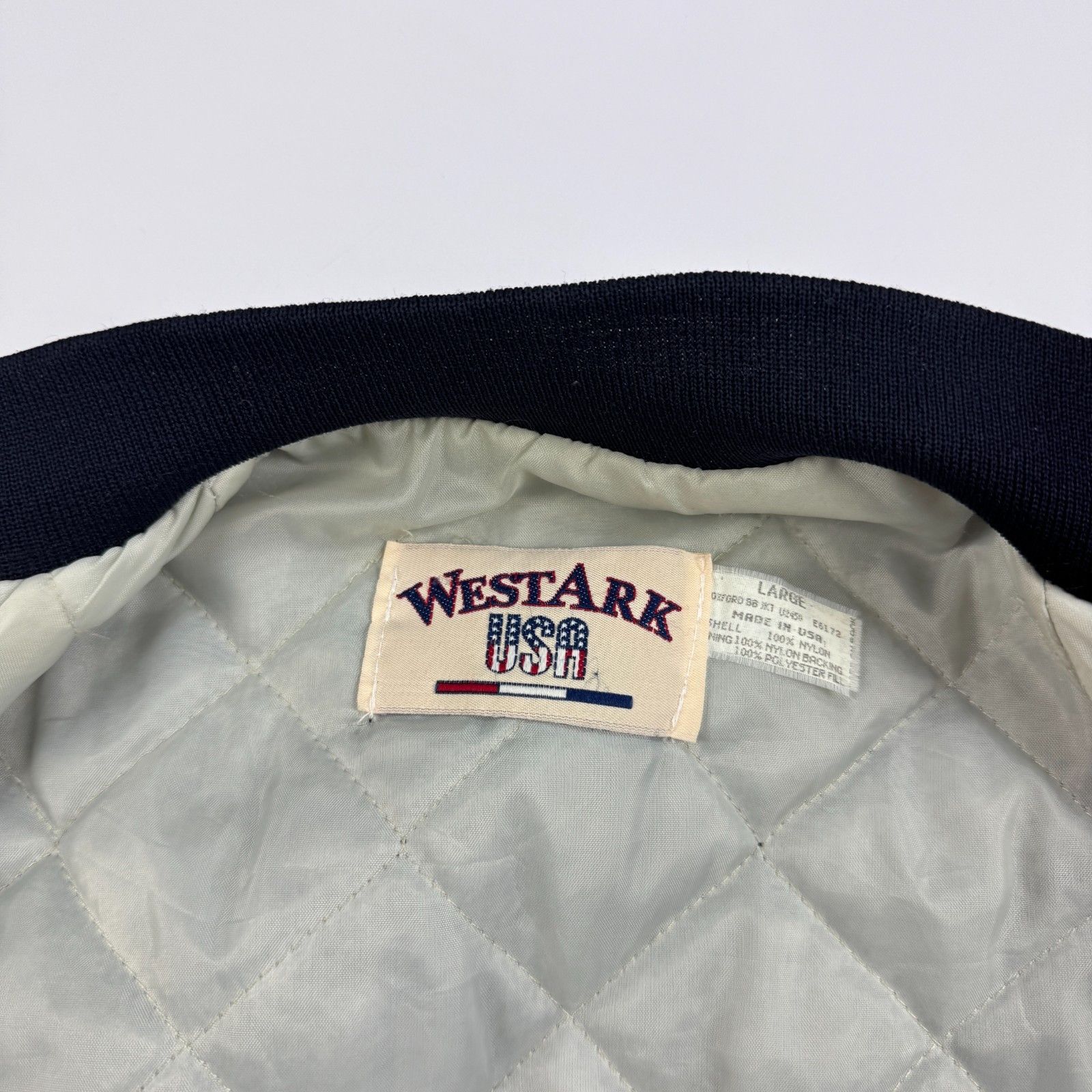 Vintage Made in USA Satin Bomber Jacket Westark Vintage Navy L Size US L / EU 52-54 / 3 - 3 Thumbnail