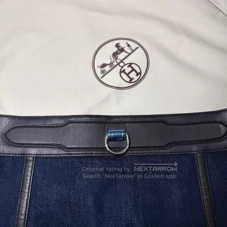Hermes Hermes Blue Denim and Leather Mixed Skirt Size 24" / US 00 / IT 34 - 3 Thumbnail