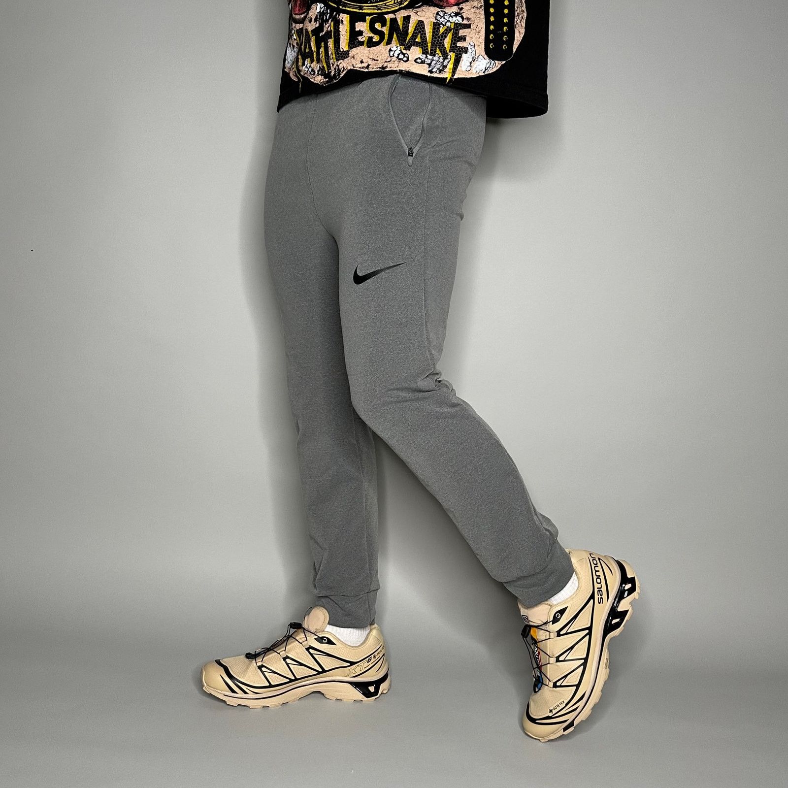 Nike × Nike ACG × Vintage Crazy Nike Sweatpants Grey Cotton Joggers Black Swoosh Size US 36 / EU 52 - 1 Thumbnail
