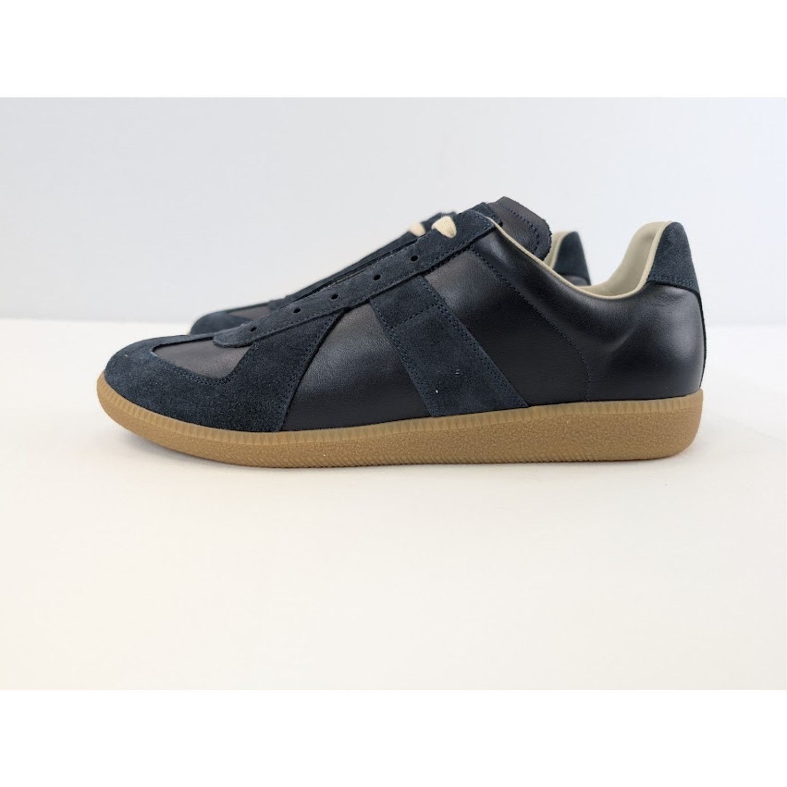 Maison Margiela o1rshd1 Q:2 / Leather-Suede Replica Sneakers Dark Navy Blue Size US 11 / EU 44 - 10 Thumbnail