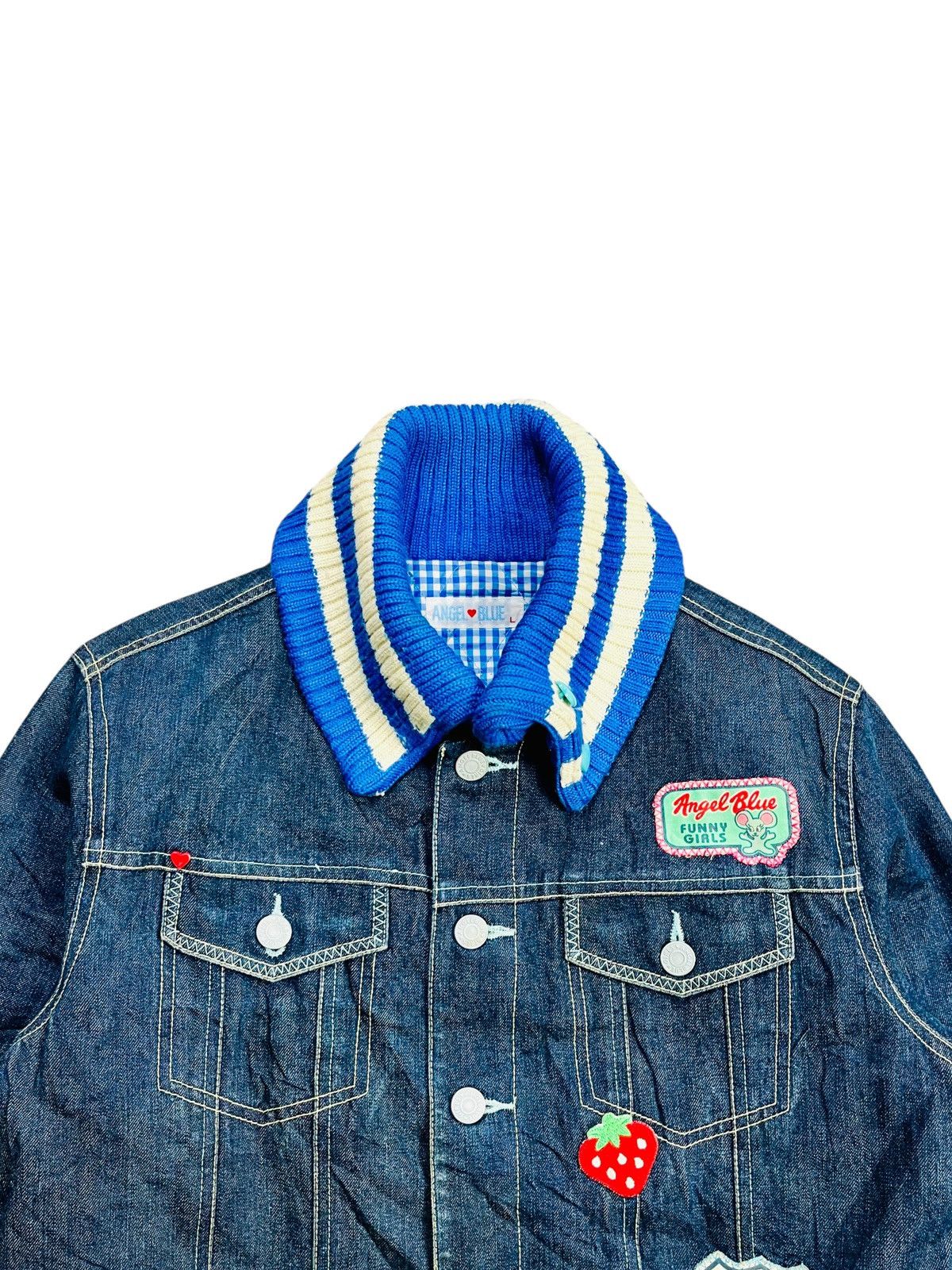 Angel Blue 2000s Angel Blue - Hybrid Knitted & Denim Jacket Size L / US 10 / IT 46 - 13 Thumbnail