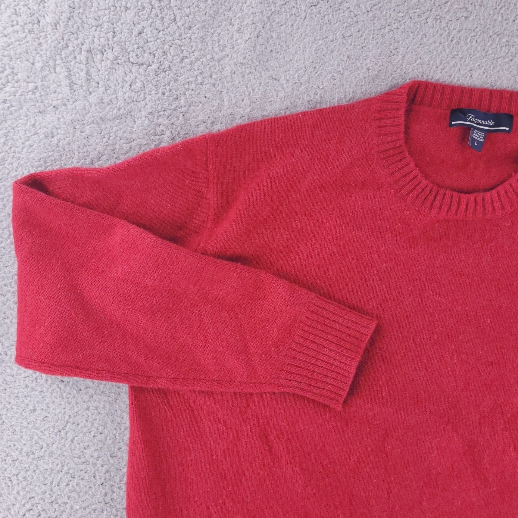 Faconnable Facconable Sweater Mens Red L 100% Cashmere Crewneck Long Sleeve Pullover Size US L / EU 52-54 / 3 - 3 Thumbnail