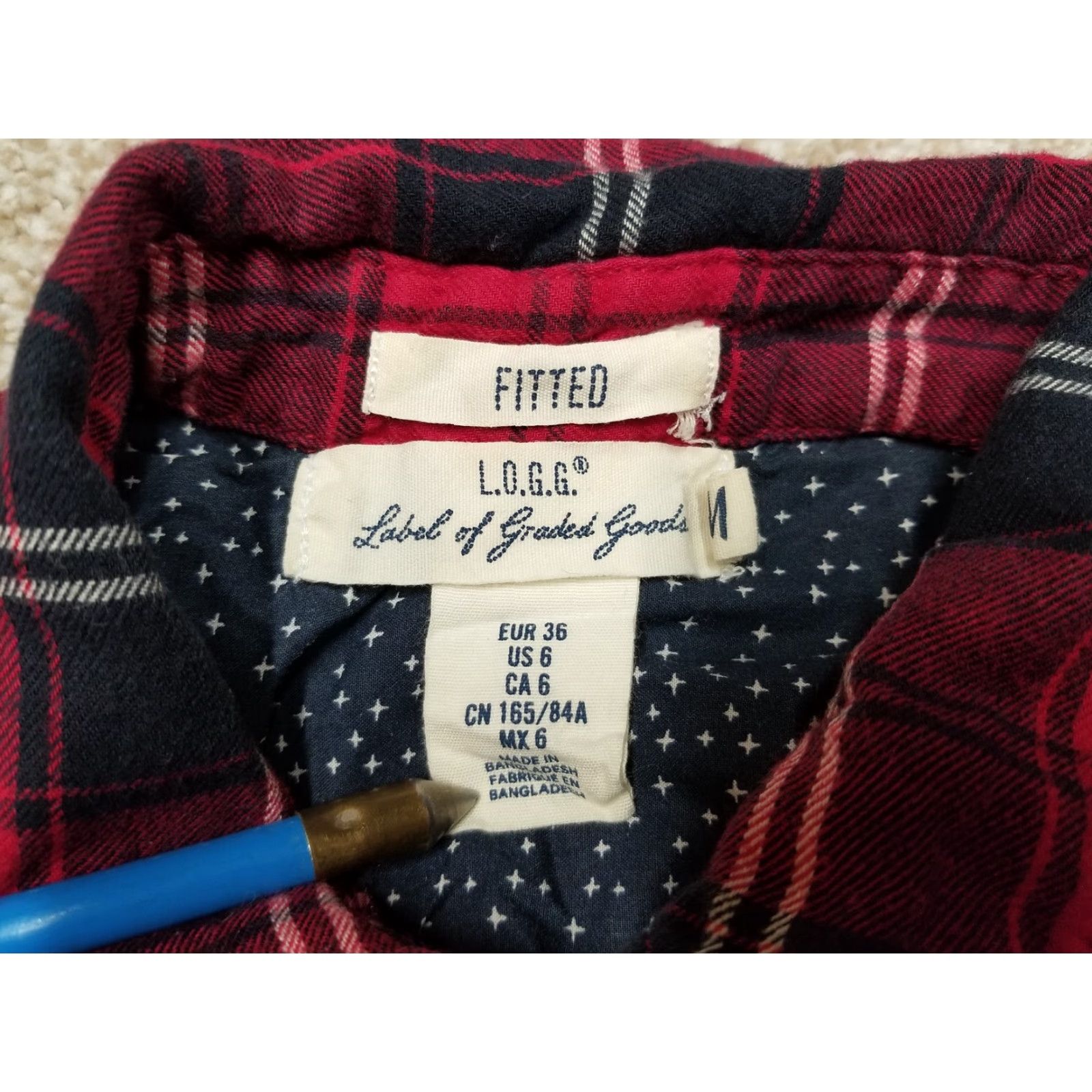 H&M H&M L.O.G.G. Shirt Womens 6 Red Plaid Flannel Button-Up Long Sleeve Casual Shirt Size M / US 6-8 / IT 42-44 - 4 Thumbnail