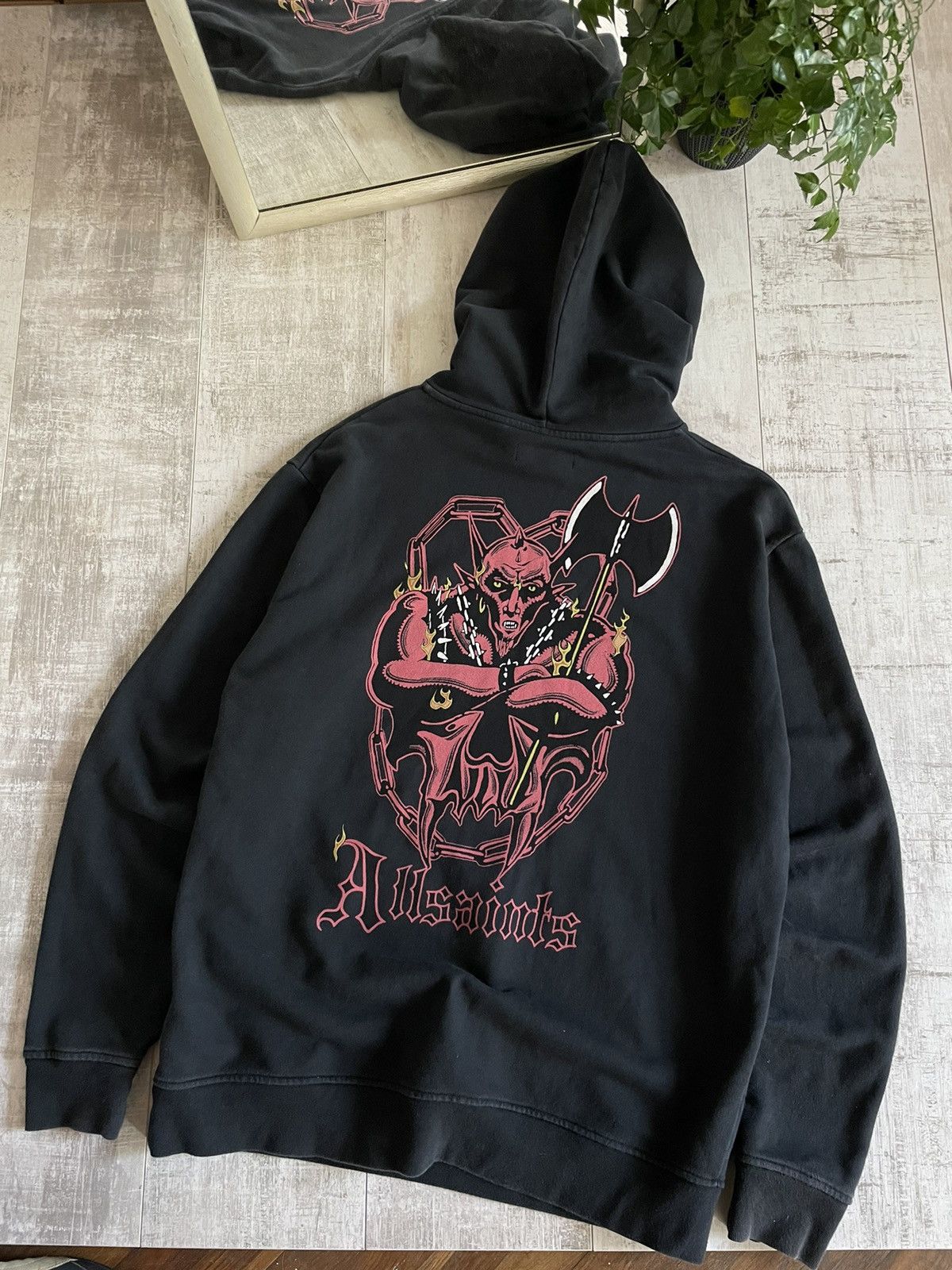 Allsaints Allsaints Devil Fire Skull Hoodie Oversized Fit Size US M / EU 48-50 / 2 - 3 Thumbnail