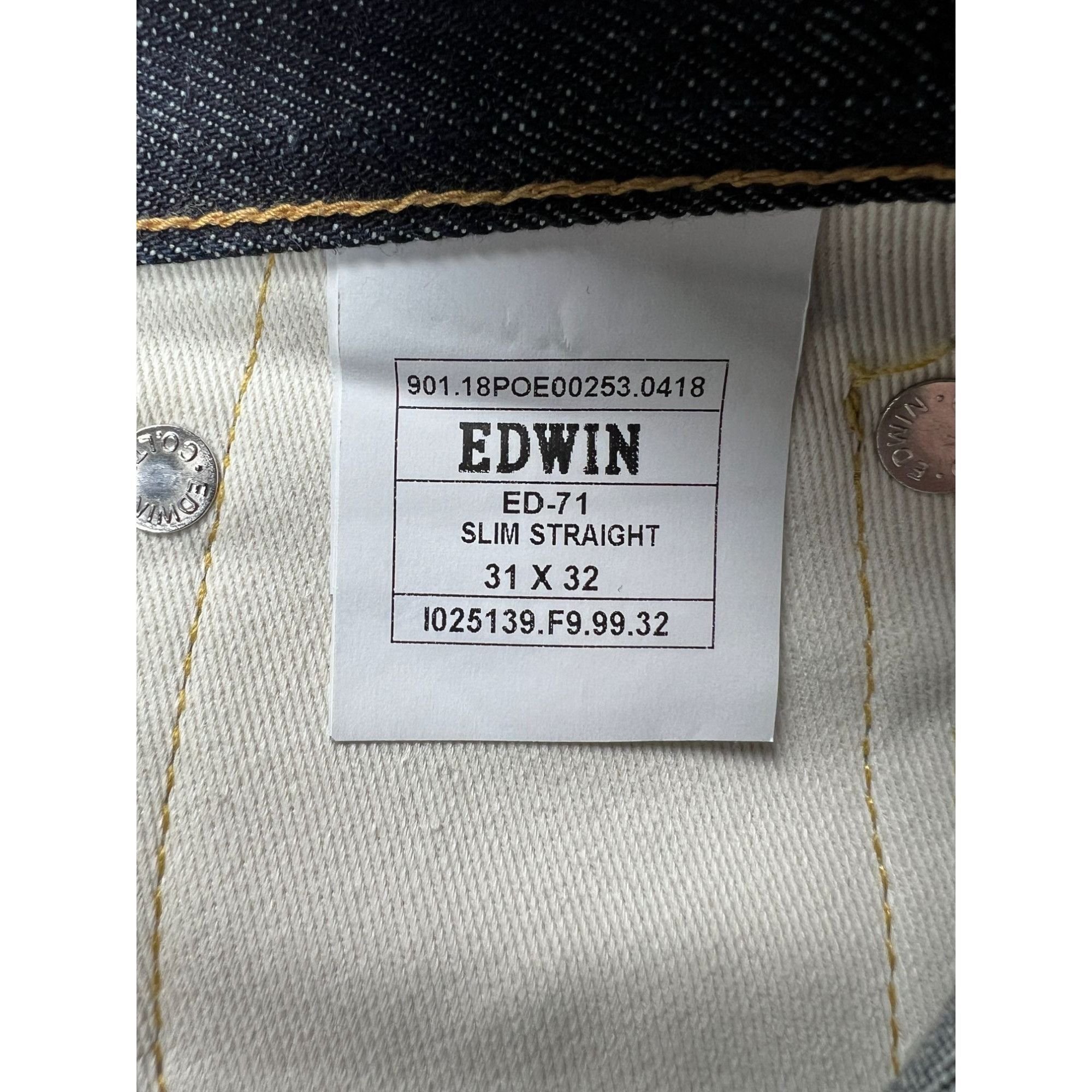 Edwin Edwin ED-71 Raw Selvedge Denim Jeans Pants (Y0965) Size US 31 - 11 Thumbnail
