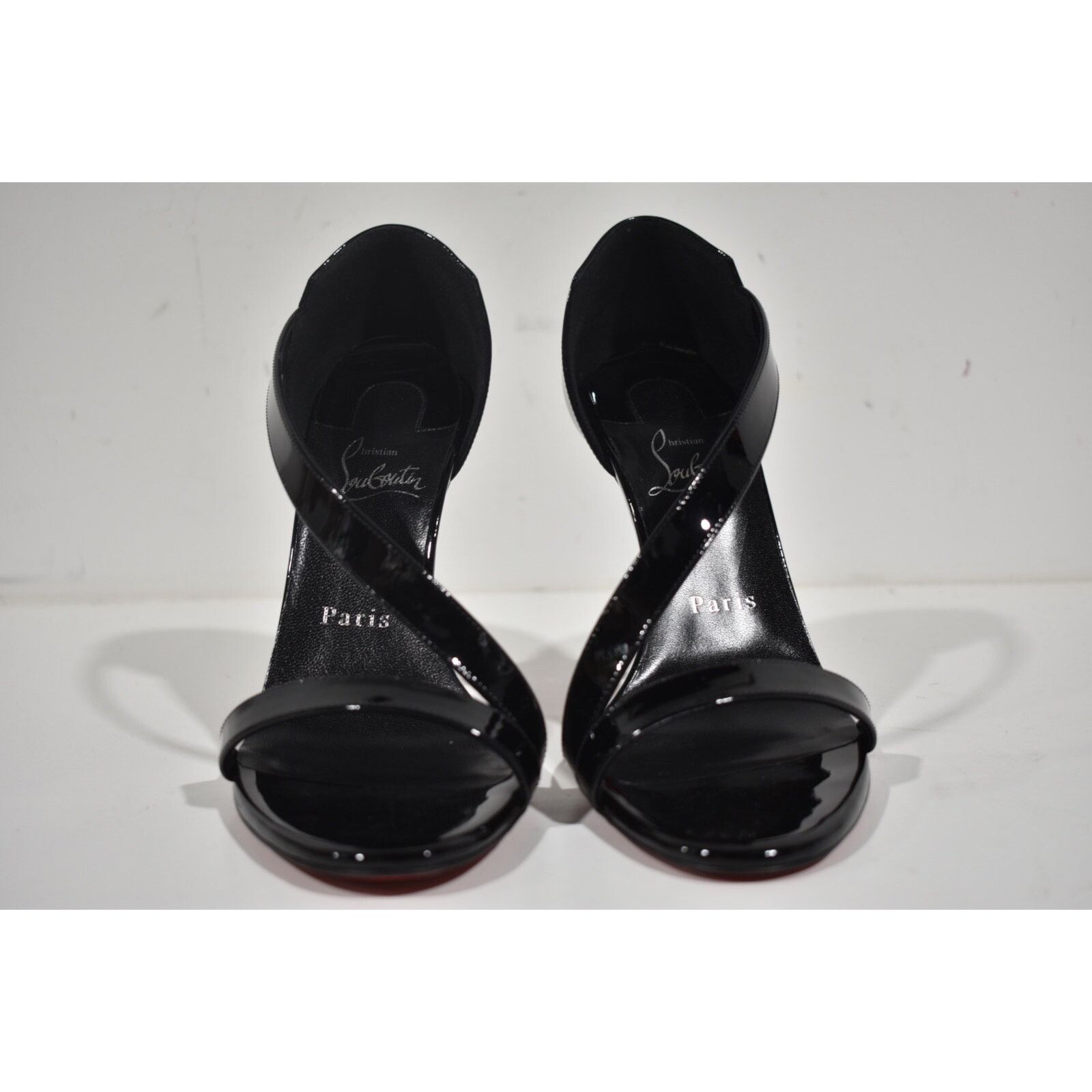Christian Louboutin Astridal 100 Black Patent Ankle Strap Sandal Heel Pump 41 Size US 11 / IT 41 - 5 Thumbnail
