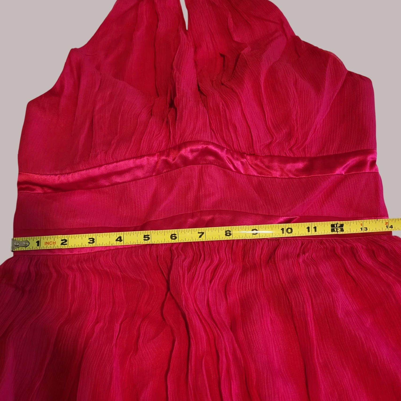 MAGGY LONDON Maggy London Dress Halter Silk Womens Fuchsia 6 Sundress Knee Length Lined Zip Zip Closure Pattern: Solid (No extra words) Size M / US 6-8 / IT 42-44 - 7 Thumbnail