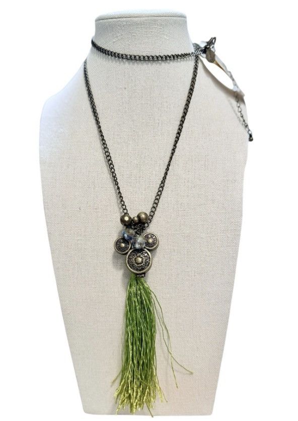 Disney Disney Parks Heart Locket Necklace with Green Tassel – 20” Size ONE SIZE - 1 Thumbnail