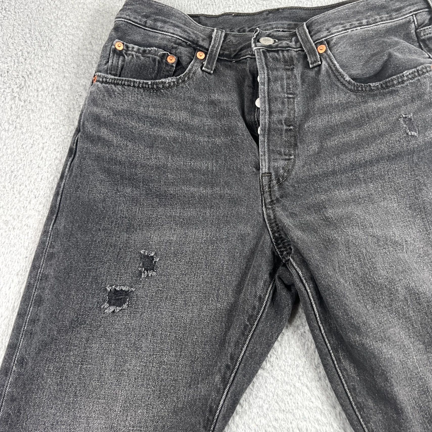 Levi's VINTAGE Levi's 501 Skinny Jeans Womens 30x28 Denim Distressed Black Fade Button Fly 90s Size 30" / US 8 / IT 44 - 3 Thumbnail
