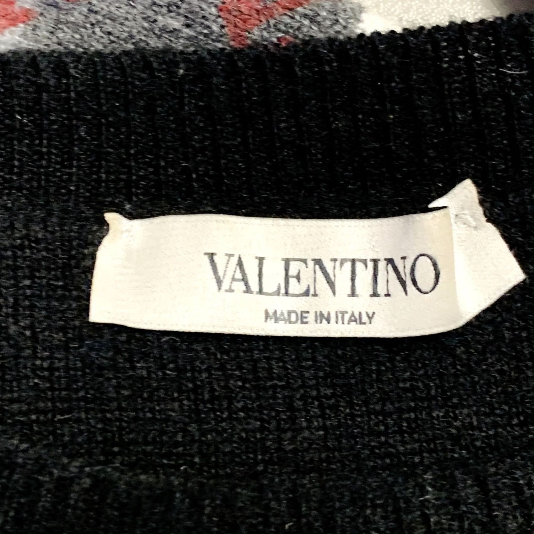 Valentino VALENTINO Size S Grey Black White Knit Camouflage VLTN Logo Cashmere Pullover Size US S / EU 44-46 / 1 - 6 Thumbnail