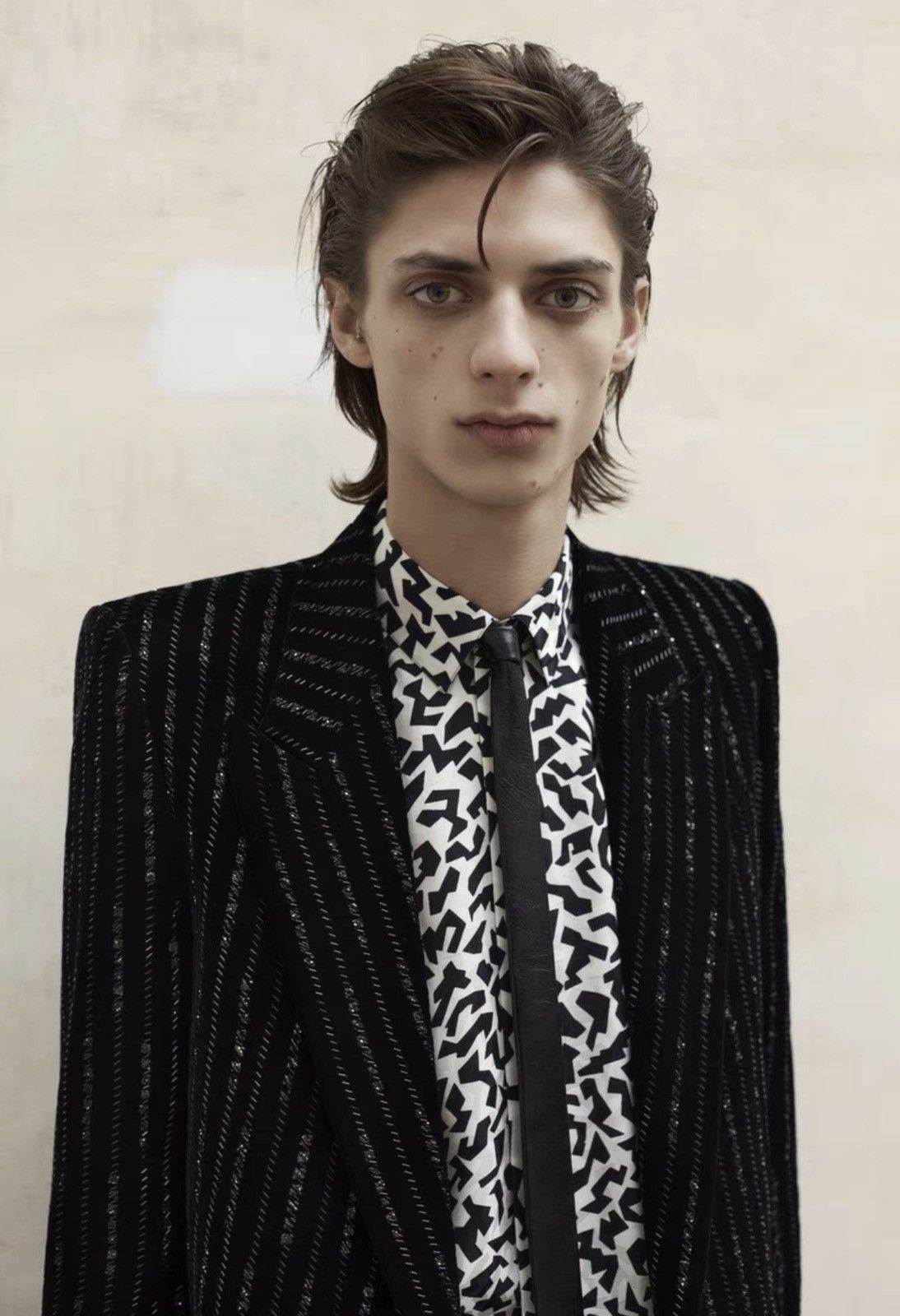Saint Laurent Paris SLP 21FW Runway Silk Black/White Geometric Block Shirt Size US L / EU 52-54 / 3 - 8 Thumbnail