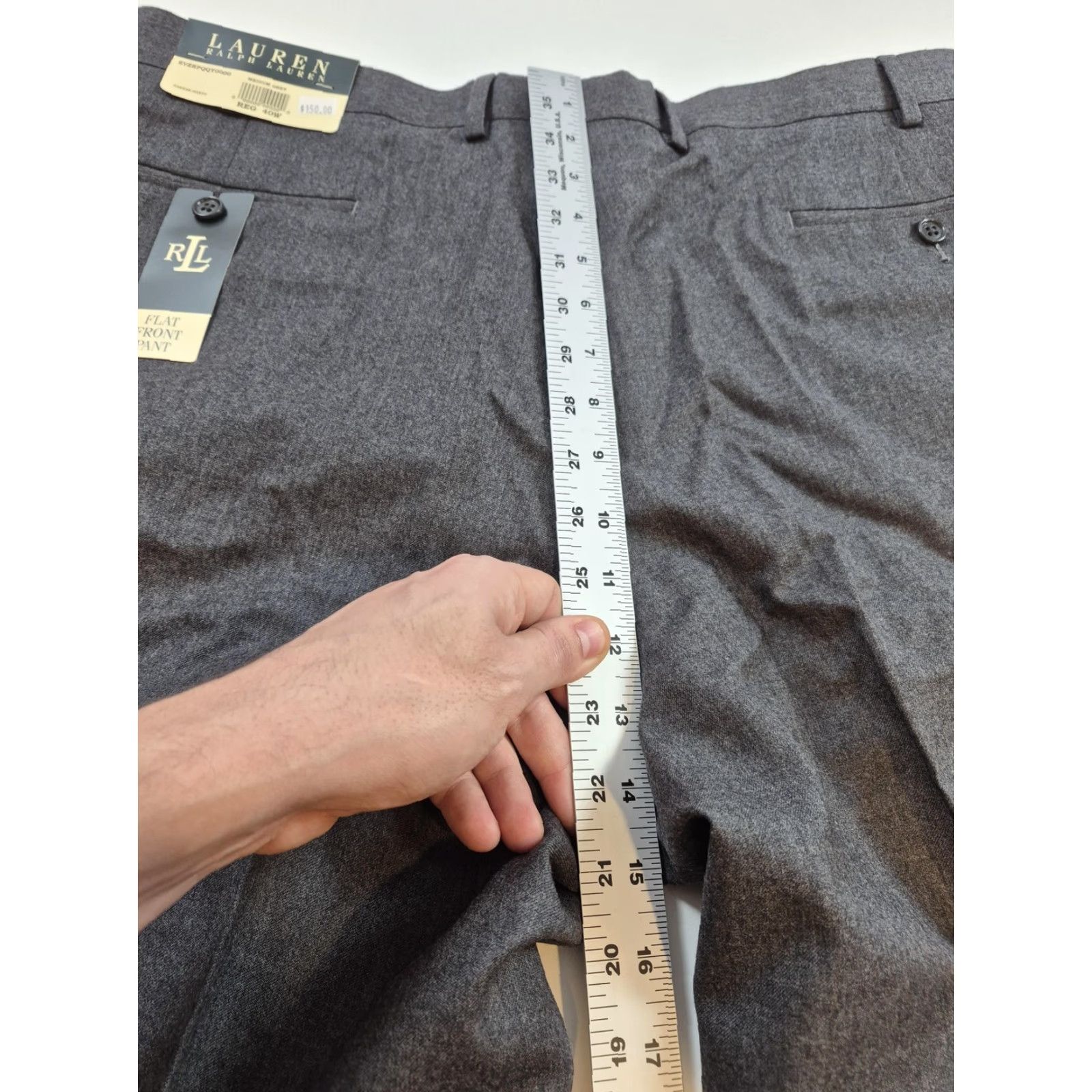 Ralph Lauren LaurHerren Ralph Lauren Dress Pants Mens 40x37 Gray Wool Flat Front NWT Unhemmed Size US 40 / EU 56 - 7 Thumbnail