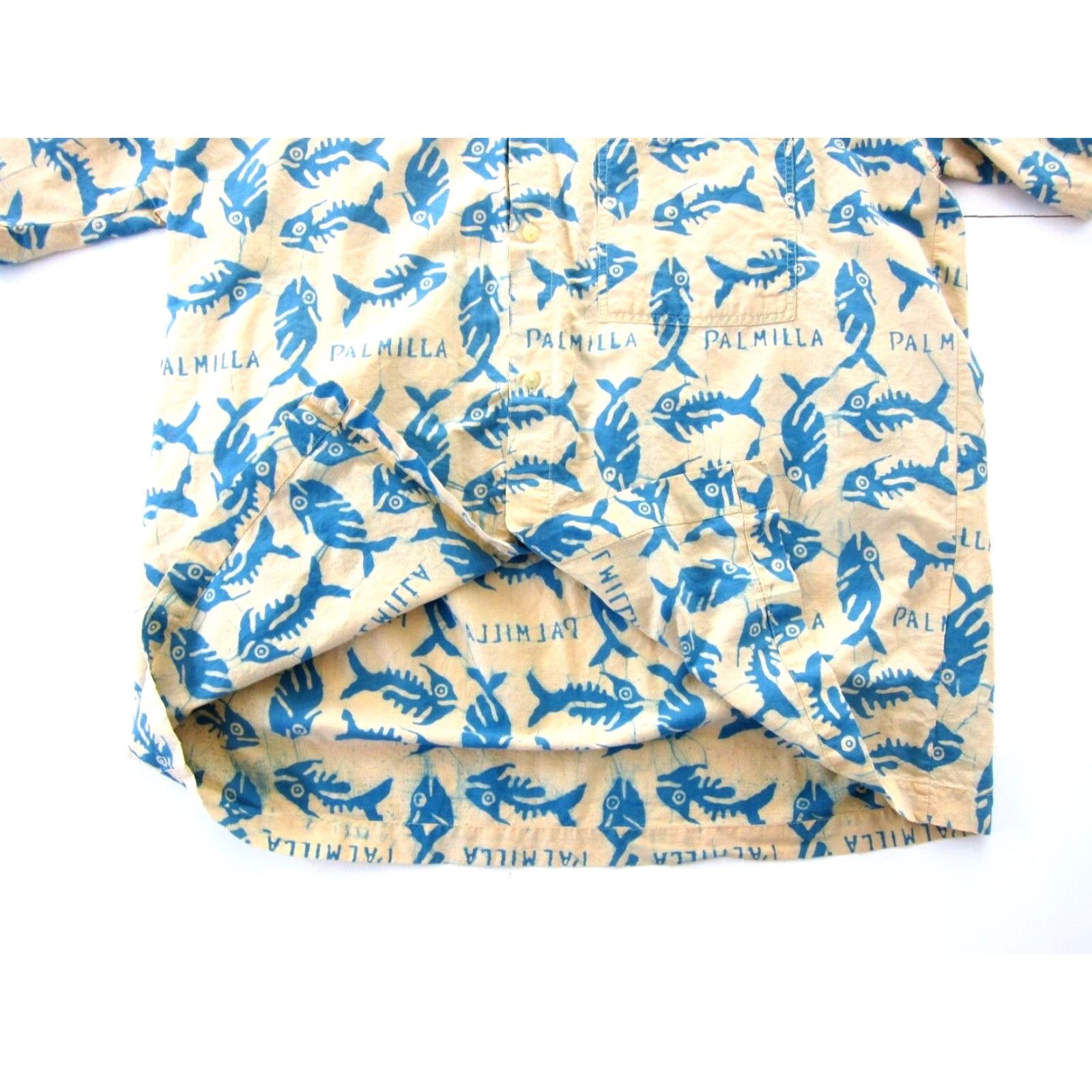 Vintage VINTAGE Shirt Tales Cotton Blue Pink Fish Palmilla Button Down Hawaiian Shirt XL Mens Size US XL / EU 56 / 4 - 6 Thumbnail