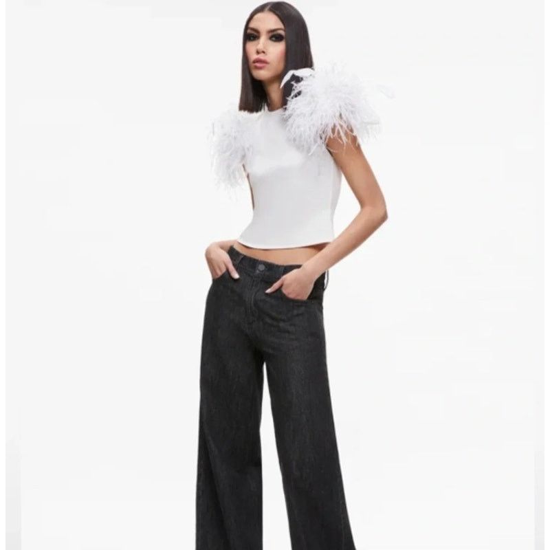 Alice + Olivia Alice + Olivia Tamica Feather Top Medium Size M / US 6-8 / IT 42-44 - 2 Thumbnail