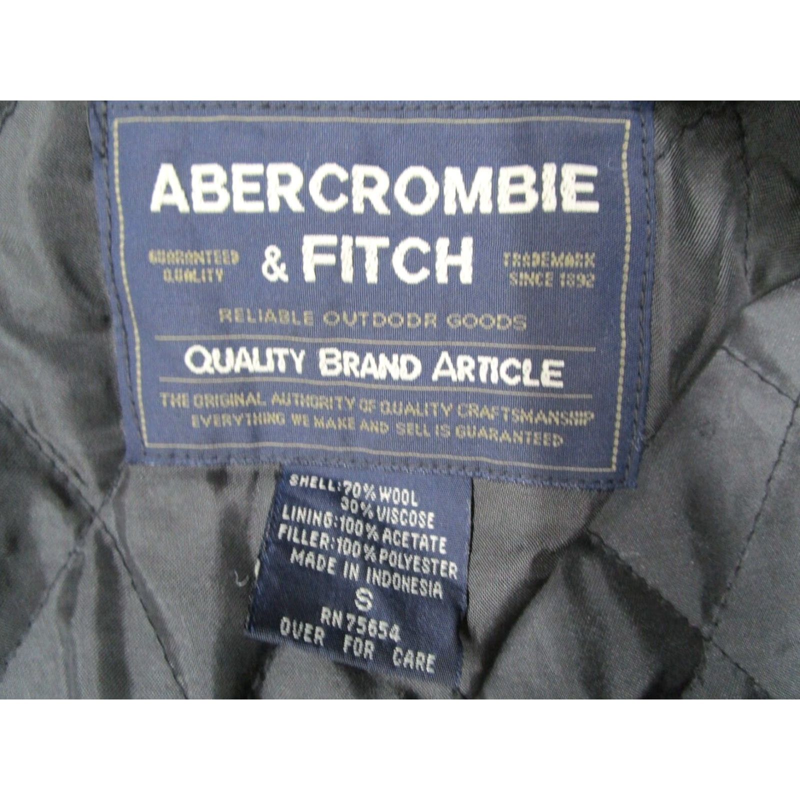 Abercrombie & Fitch VINTAGE Abercrombie & Fitch Mens Small Gray Wool Bomber Jacket Full Zip Quilted Lining Size US S / EU 44-46 / 1 - 3 Thumbnail