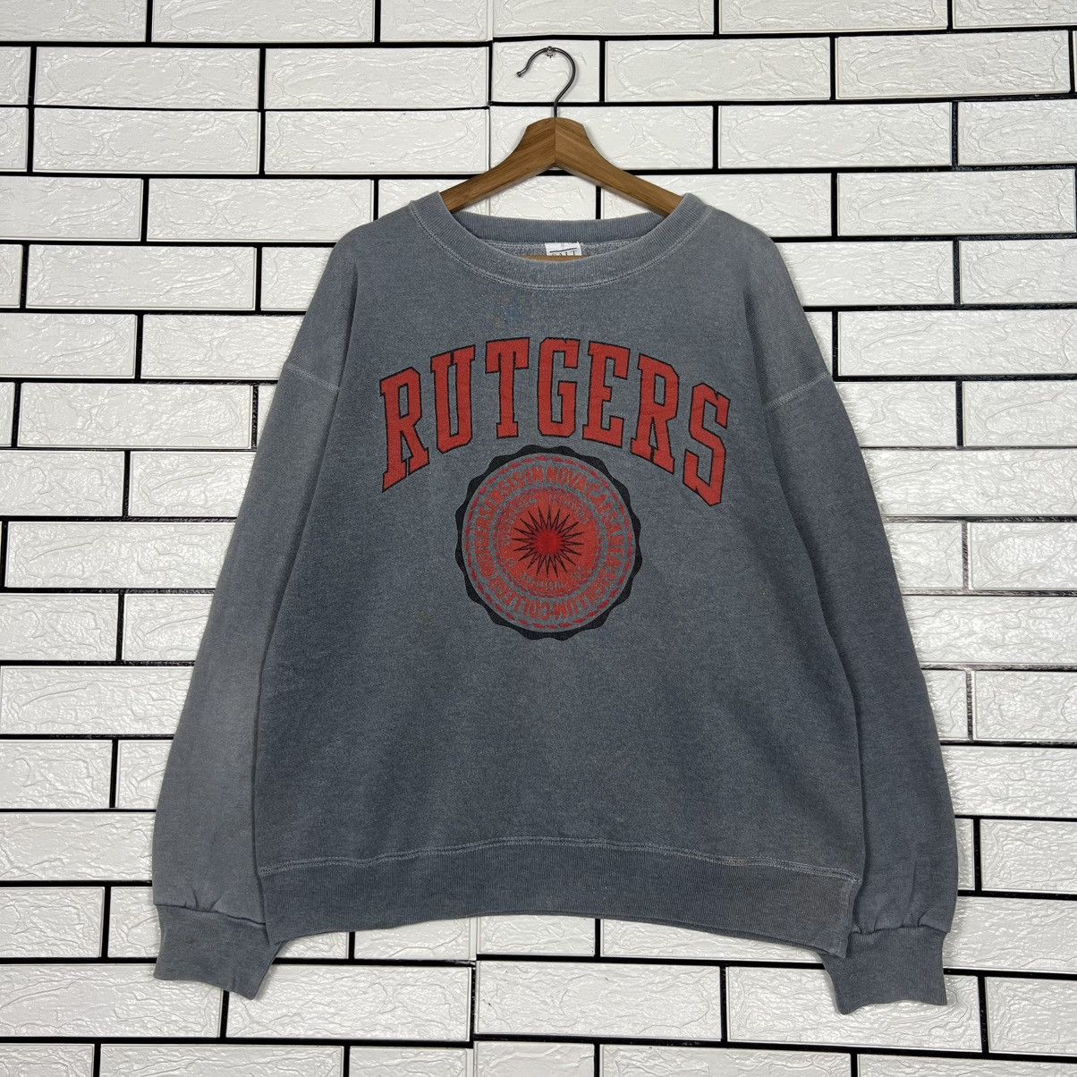 Vintage 90's RUTGERS UNIVERSITY Big Logo Sweatshirt #4171-C191 Size US L / EU 52-54 / 3 - 1 Thumbnail
