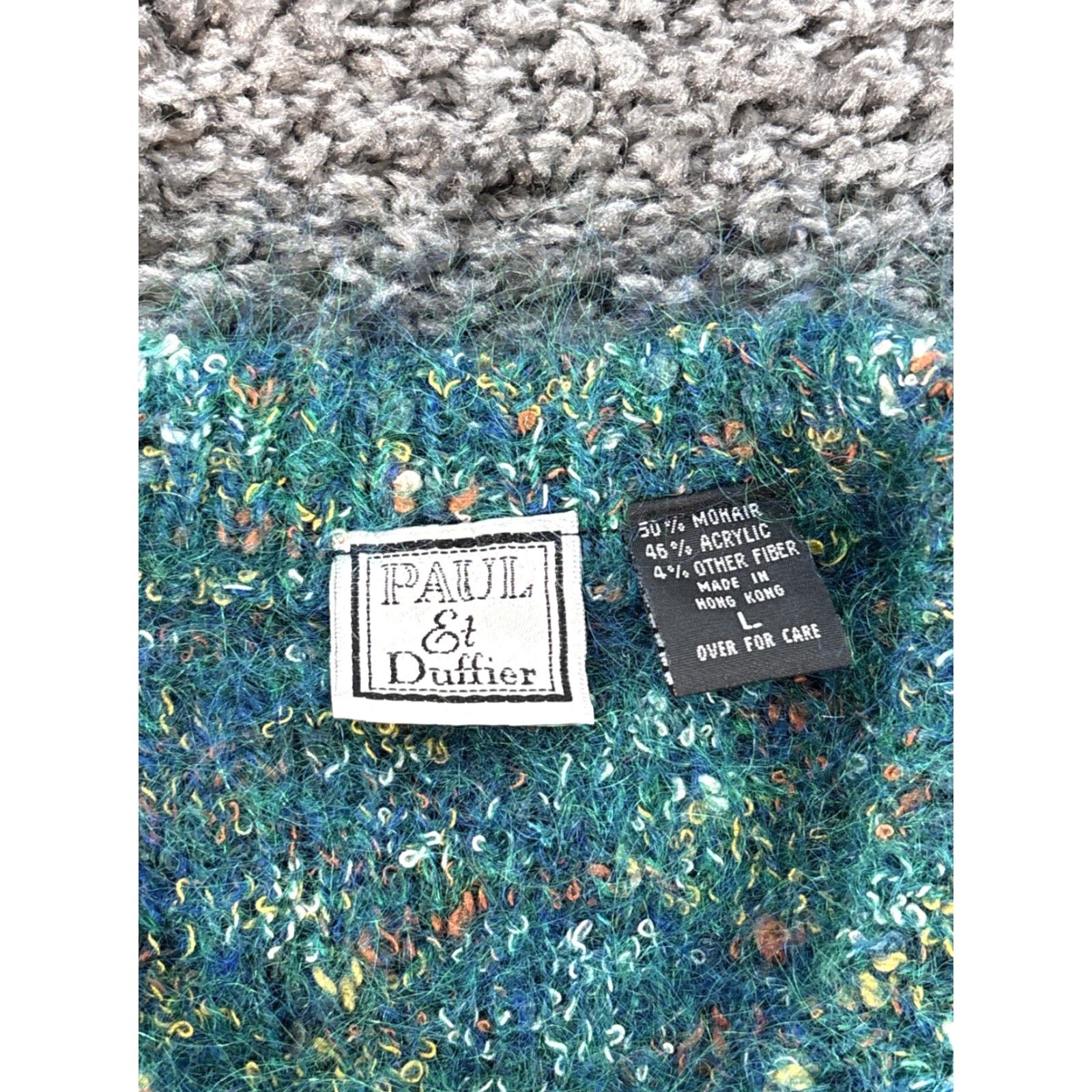 Vintage VINTAGE Paul et Duffier Sweater Shirt Cropped Fuzzy Mohair Wool Green L Womens 90s Boho Fairycore Long Sleeve Turtleneck Pullover Size L / US 10 / IT 46 - 4 Thumbnail