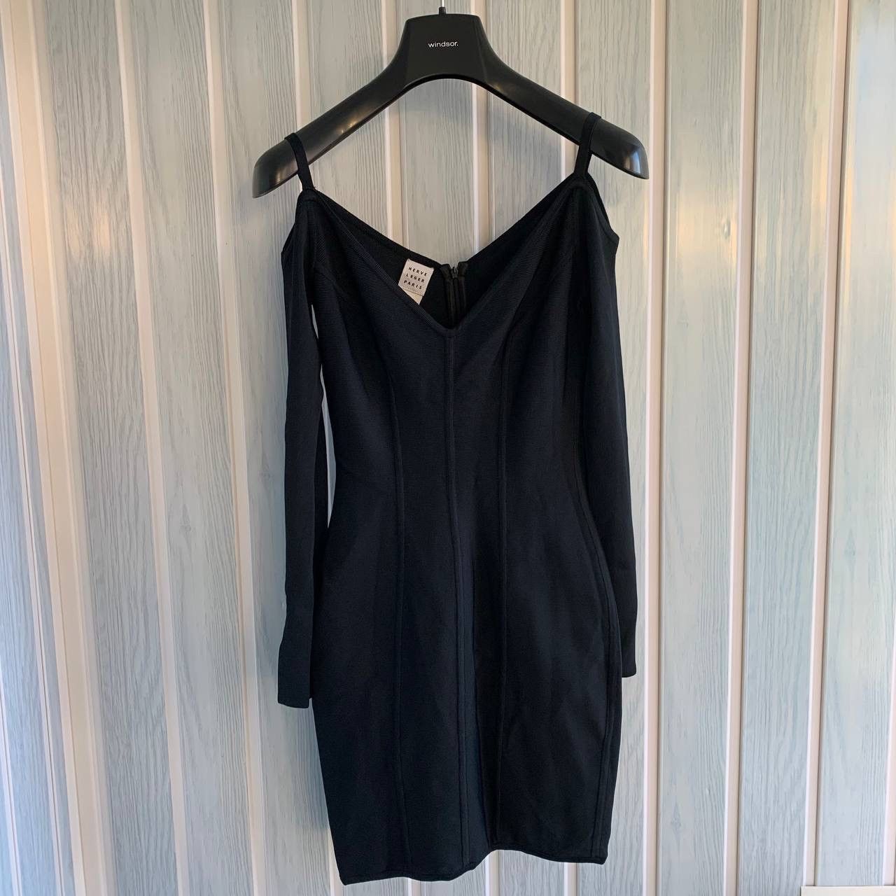 Herve Leger Vintage 1990s Herve Leger Black Viscose Rayon Bodycon Dress Size M / US 6-8 / IT 42-44 - 3 Thumbnail