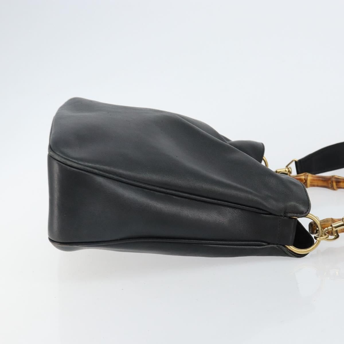 Gucci GUCCI Bamboo Handbag Leather Black Gold 001 1998 001 1998 Size ONE SIZE - 4 Thumbnail