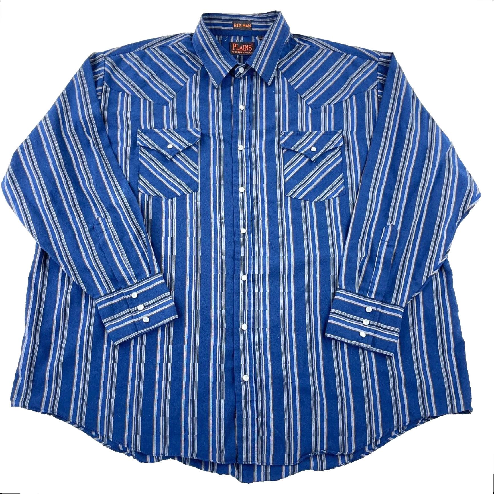 Vintage Vintage Plains Button-Up Shirt Men 2X Big Black Cotton Cowboy Ranch Pearl Snap Front Pocket Casual Workwear 80s Theme American Classic Mens Size US XXL / EU 58 / 5 - 2 Thumbnail