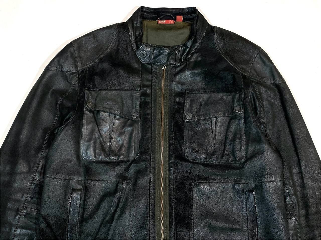 Puma Ducati Men Black Moto Leather Jacket Racing