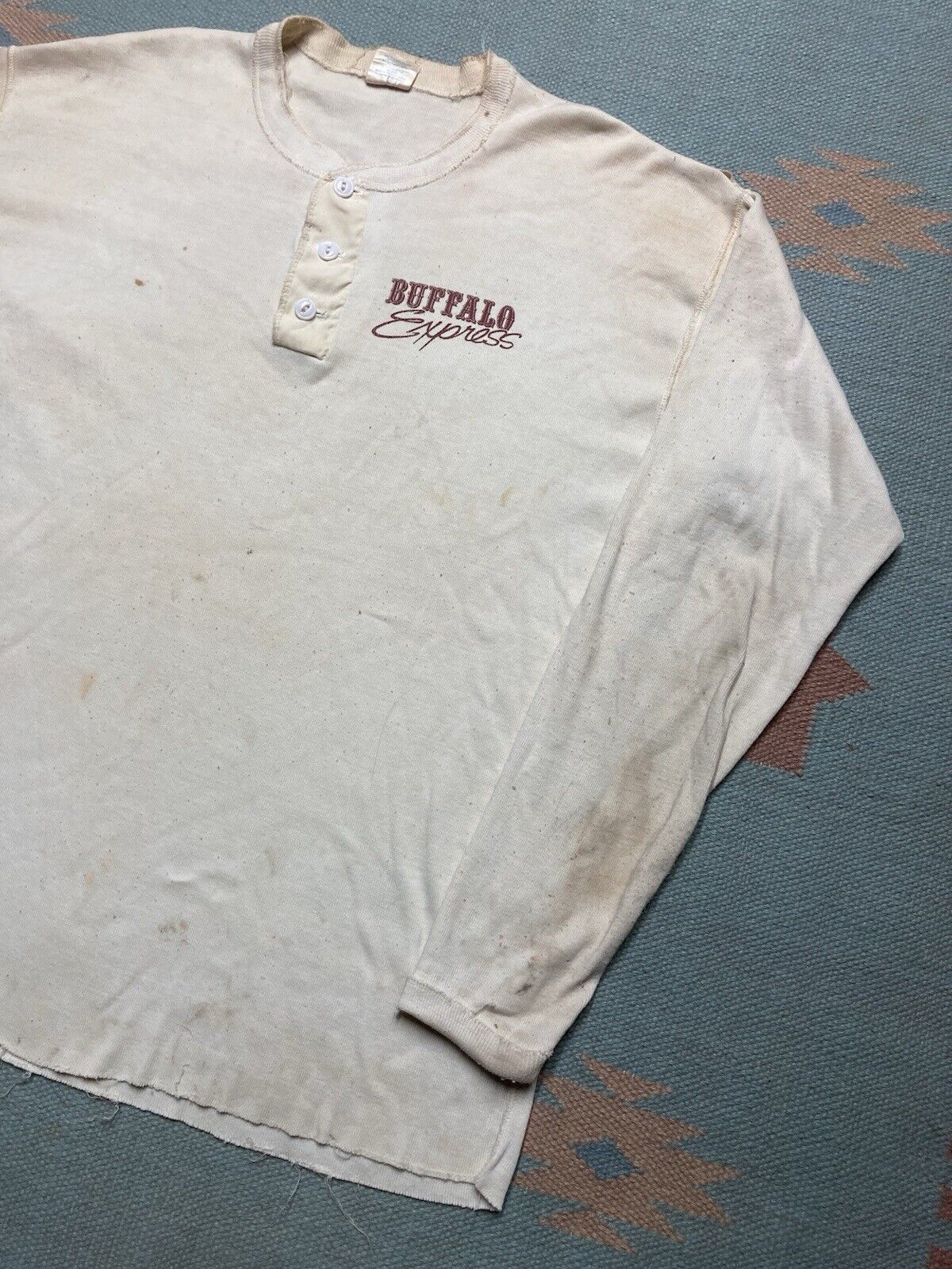 Vintage VTG 70s henley t shirt buffalo express distressed grunge XL Size US XL / EU 56 / 4 - 8 Thumbnail