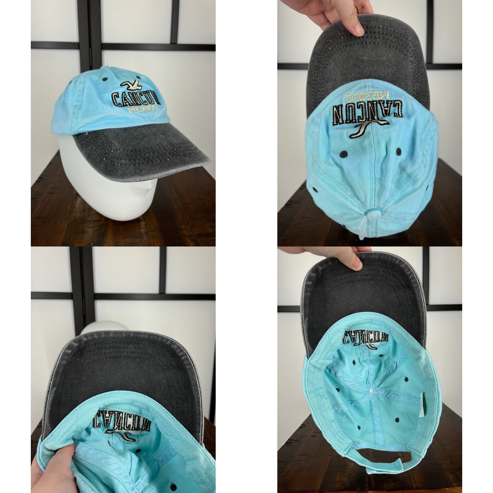 Vintage DKPS Hat Cap Strap Back Adult One Size Blue Embroidered 100% Cotton Unisex Adults Cancún Mexico Size ONE SIZE - 8 Thumbnail
