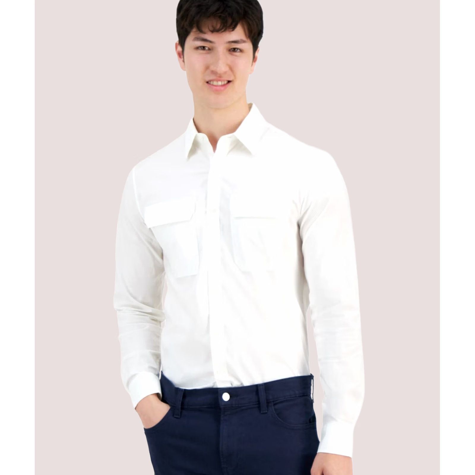 Michael Kors Michael Kors Mens Stretch Button Up Shirt, white, Medium Size US M / EU 48-50 / 2 - 1 Thumbnail