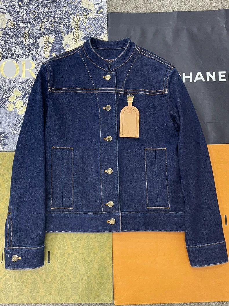 Louis Vuitton Louis Vuitton Leather blue denim jacket Size XXS / US 00 / IT 34 - 1 Thumbnail