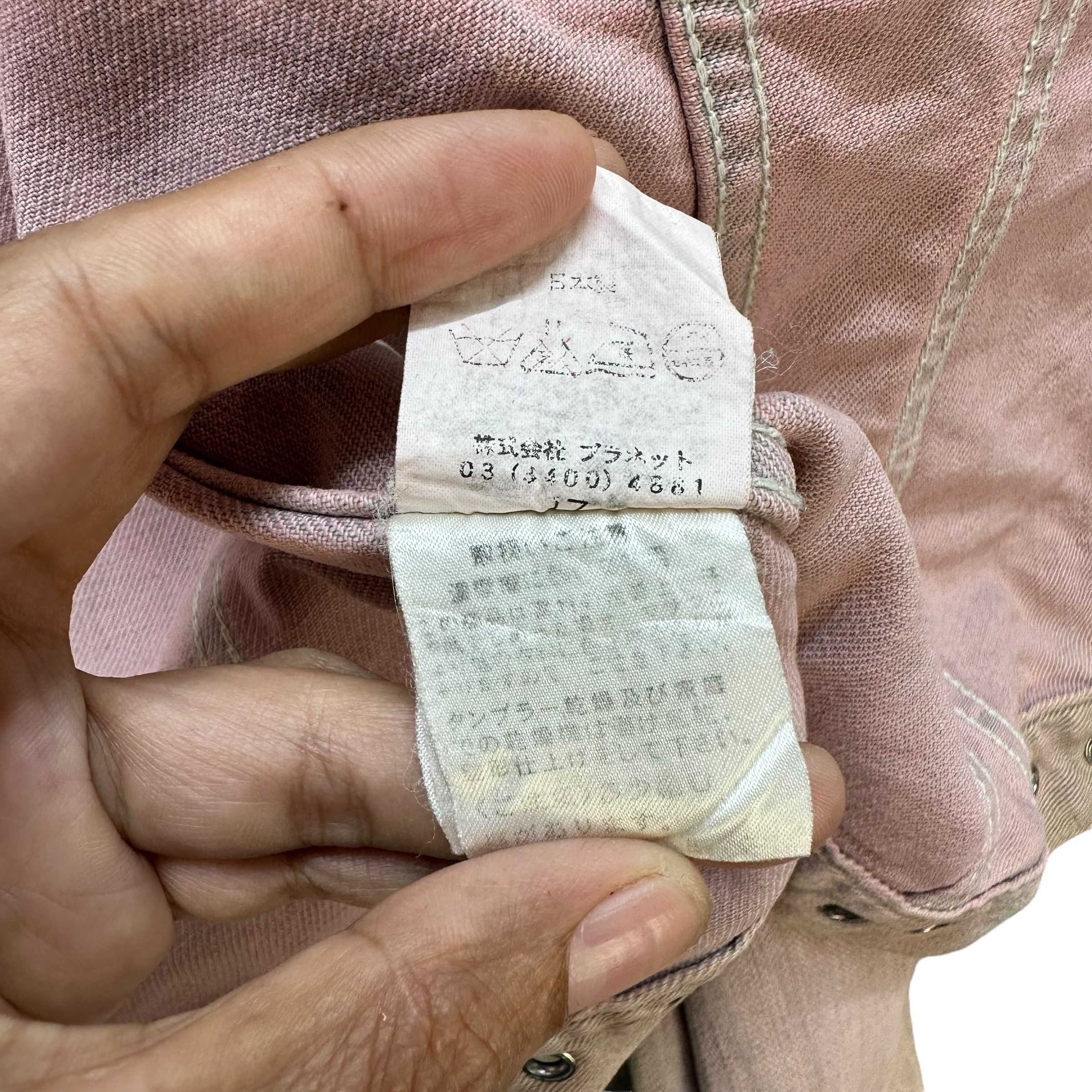 Japanese Brand PLANET REMIX Faded Pink Cropped Jean Jacket #A71-1740 Size M / US 6-8 / IT 42-44 - 11 Thumbnail