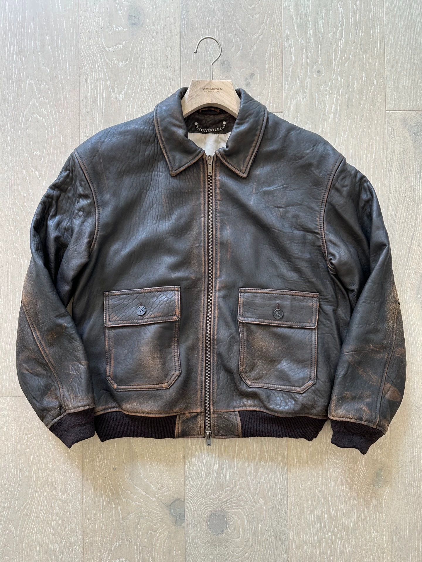 Golden Goose GOLDE GOOSE Scar Distressed Leather Jacket 50 Size US M / EU 48-50 / 2 - 1 Thumbnail