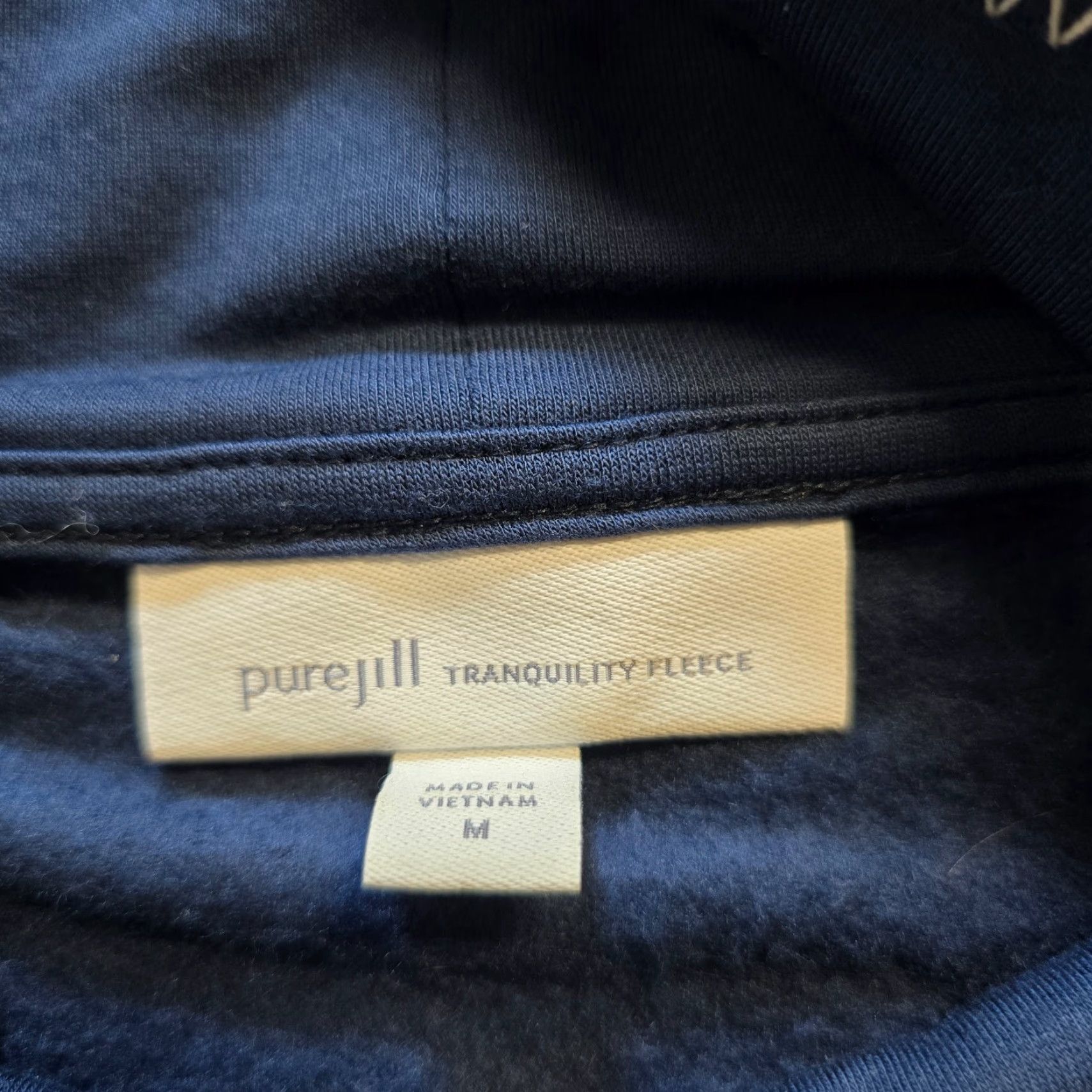 J. Jill J Jill Top Womens Medium Blue Tranquility Fleece Casual Sweatshirt Embroidery Shirt Pullover Womens M Blue Embroidered Classic Fall Winter Spring - Size M / US 6-8 / IT 42-44 - 4 Thumbnail