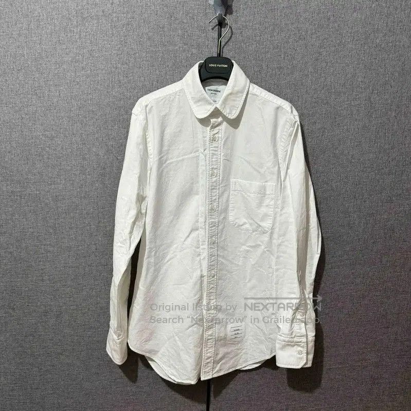 Thom Browne Thom Browne White Cotton Embroidered Logo Shirt . Size US M / EU 48-50 / 2 - 1 Thumbnail