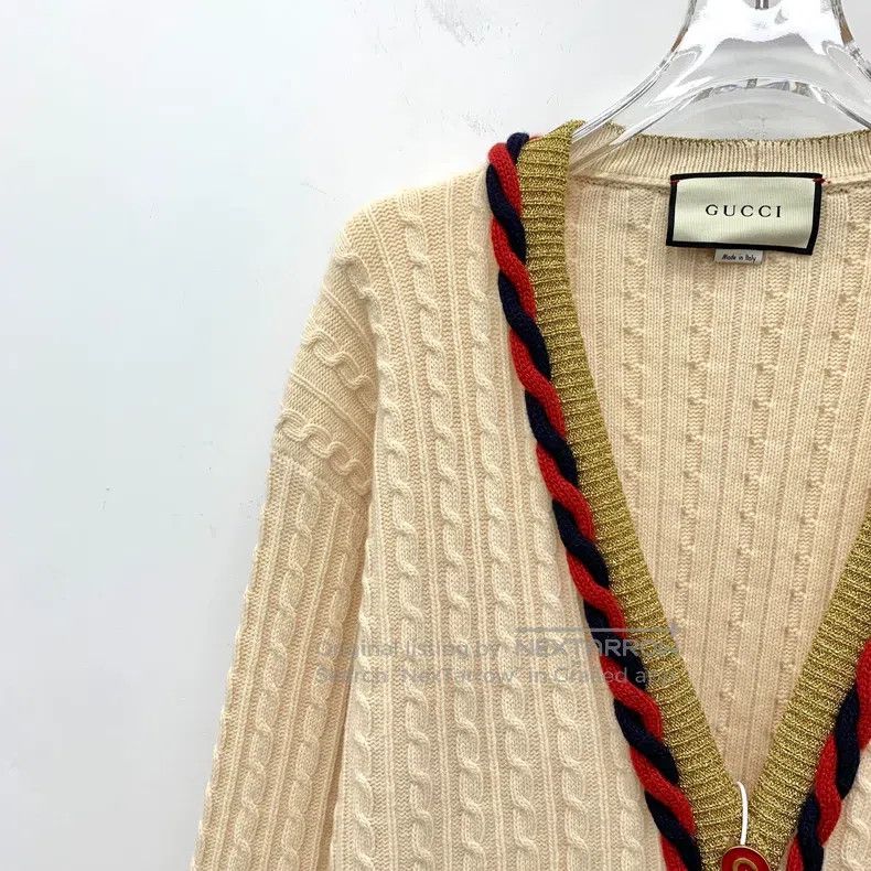 Gucci Gucci Beige wool twisted V-neck single-breasted long-sleev Size US M / EU 48-50 / 2 - 3 Thumbnail