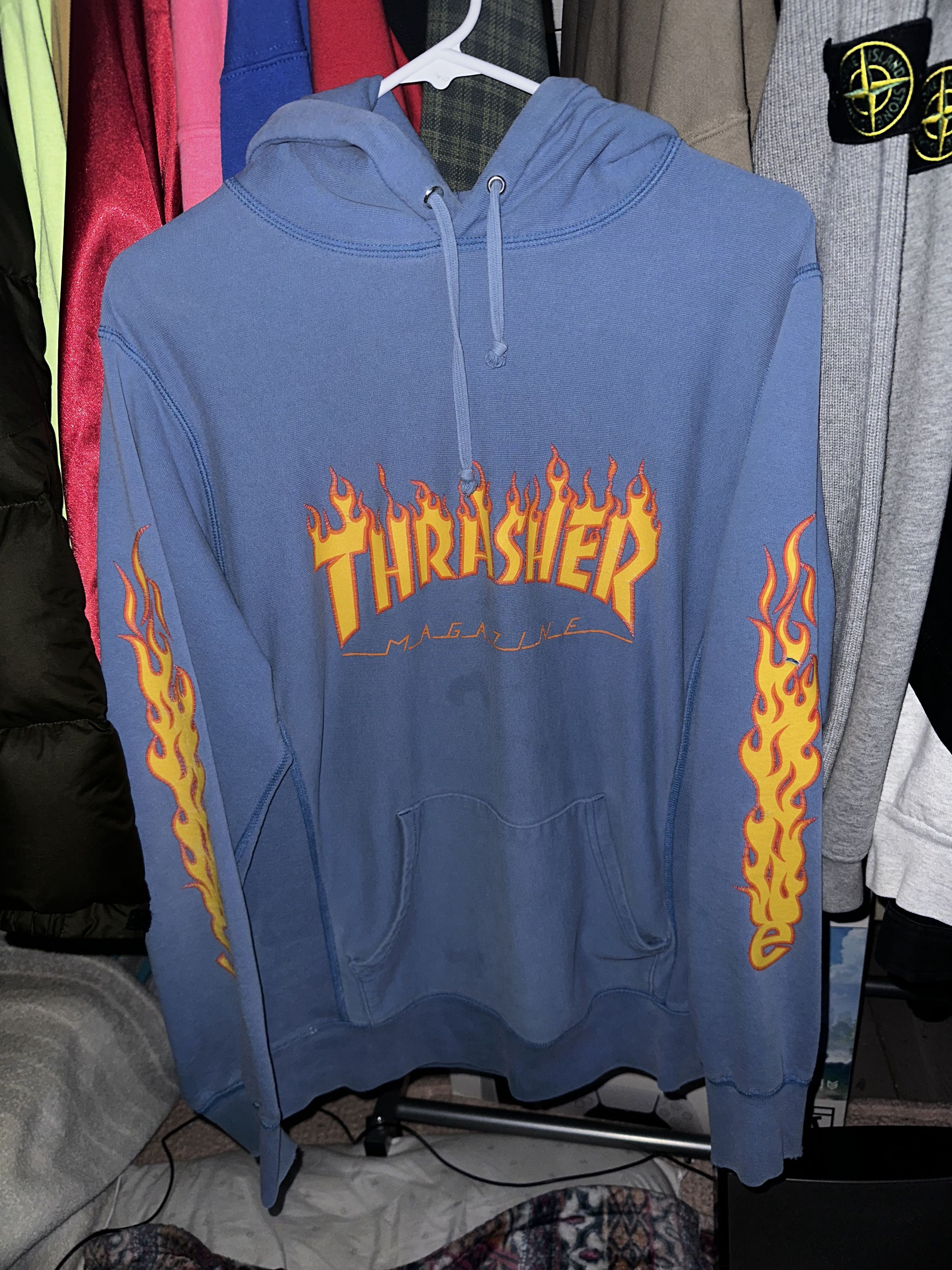 【Supreme x Thrasher】ZipUp Hooded Sweatshirt★Bright Blue Supreme × Thrasher Supreme x Thrasher SS15 Blue hoodie Size