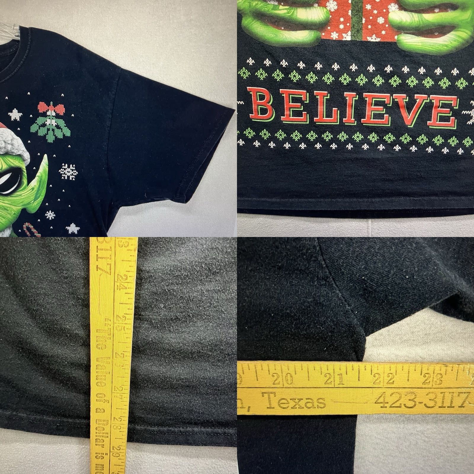 Fruit Of The Loom Alien Christmas T-Shirt Santa Claus Graphic Print Adult Large Black Funny Holiday Mens Size US L / EU 52-54 / 3 - 8 Thumbnail