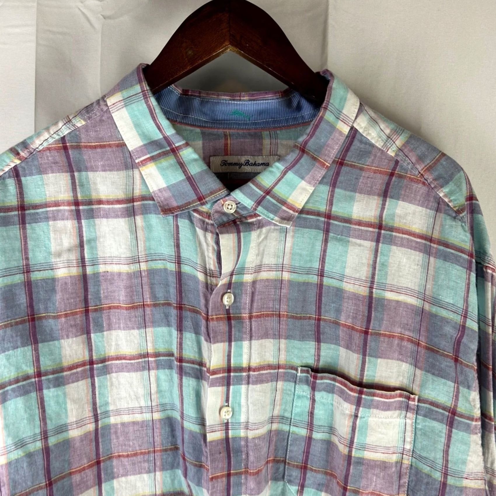 Tommy Bahama Tommy Bahama Button-Up Mens 2XL Multicolor Plaid 100% Linen Long Sleeve Shirt Size US XXL / EU 58 / 5 - 2 Thumbnail