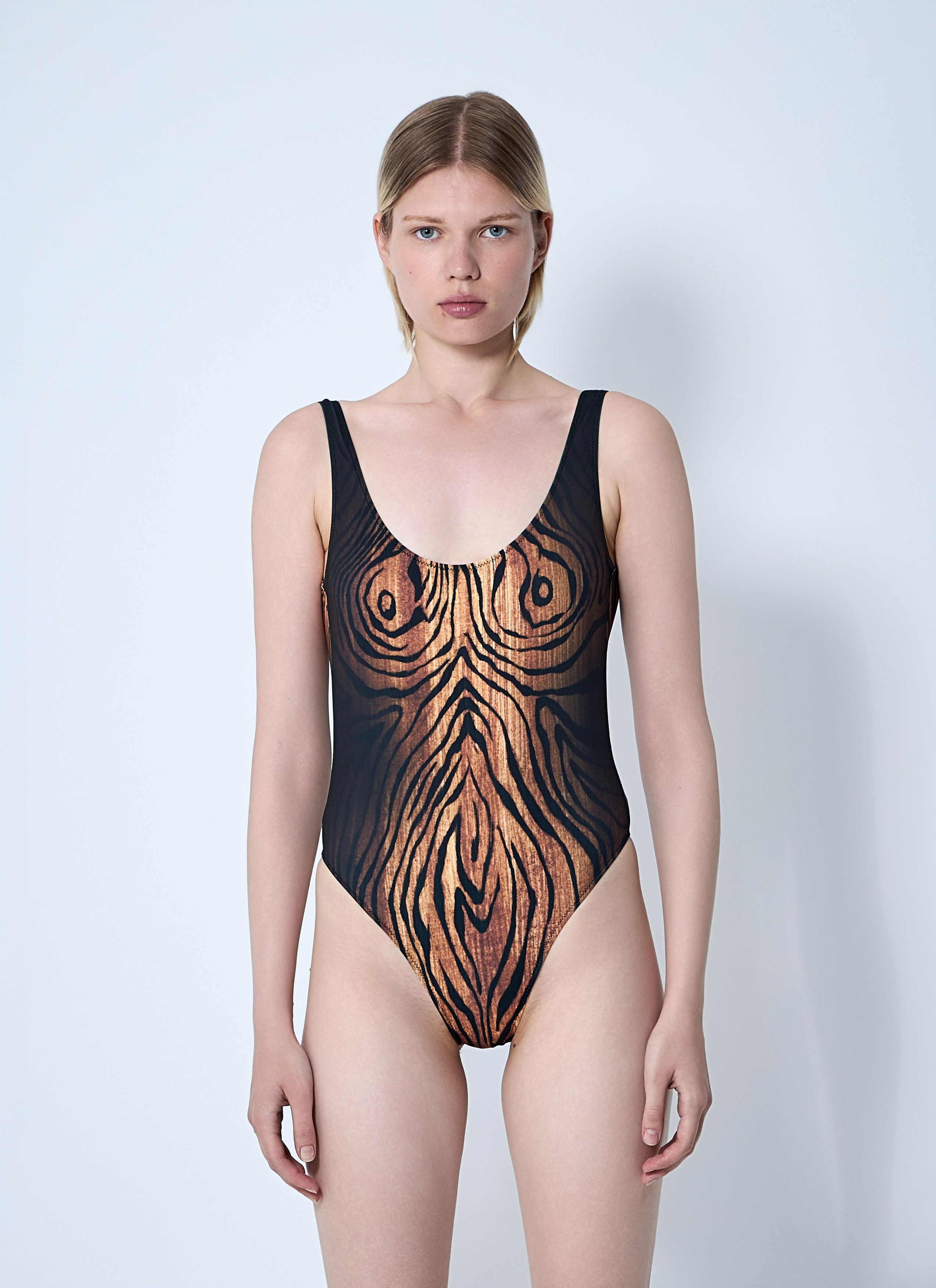 Jean Paul Gaultier Wood Print Swimsuit Size S / US 4 / IT 40 - 1 Thumbnail