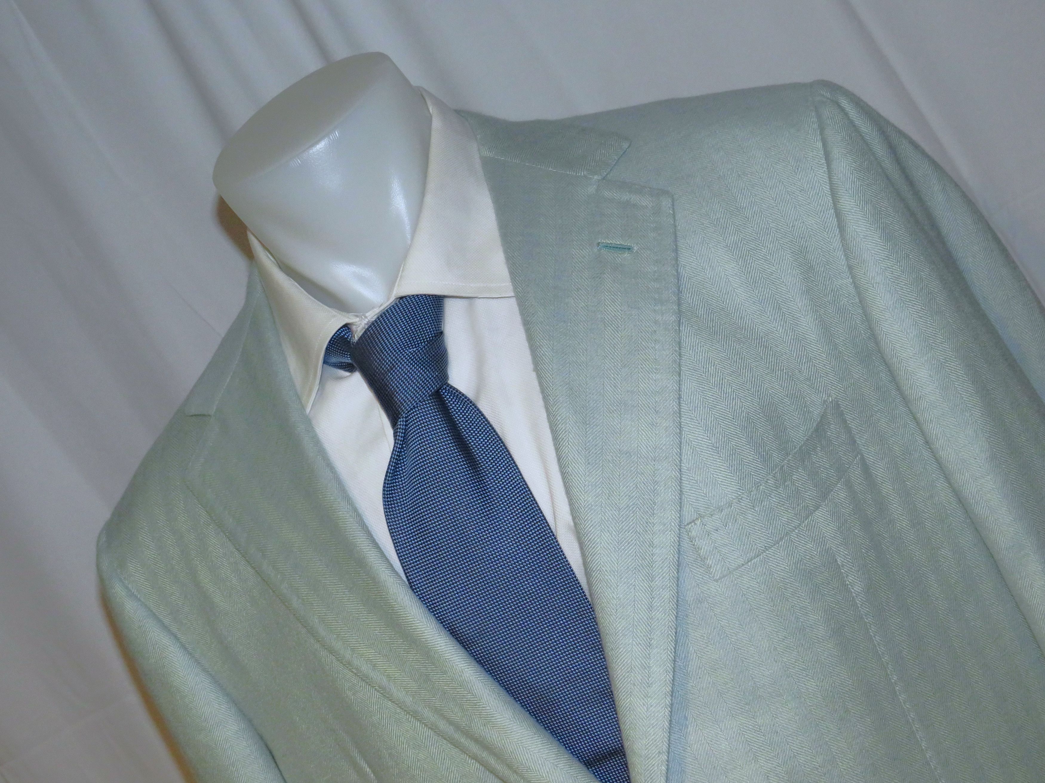 Tincati x Partenopea Custom Pale Green HBone Cashmere Sport Coat 44L Size 44L - 4 Thumbnail