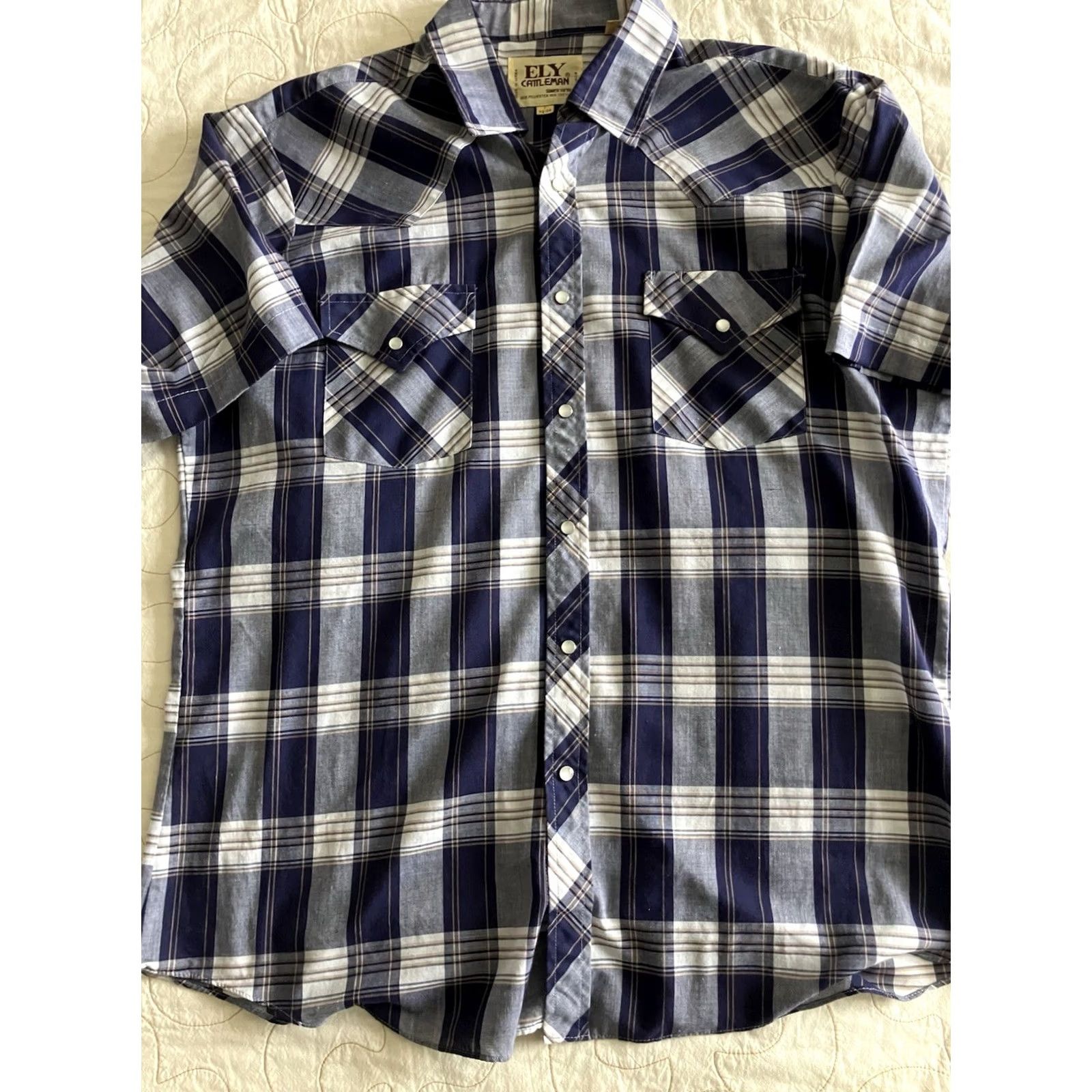 Vintage VINTAGE Ely Cattleman Button-Up Shirt XL Western Plaid Blue Pearl Snap/Buttons Pocket Mens XL Size US XL / EU 56 / 4 - 4 Thumbnail