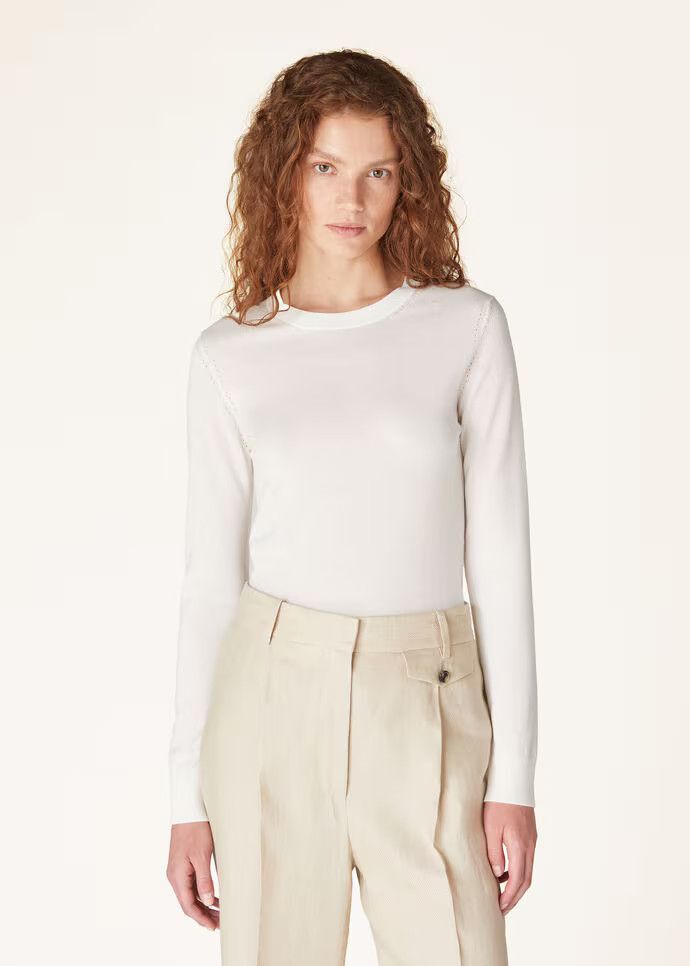 Loro Piana o1w1db10724 Neo Piuma Crew Neck Sweater in White Size XS / US 0-2 / IT 36-38 - 5 Thumbnail